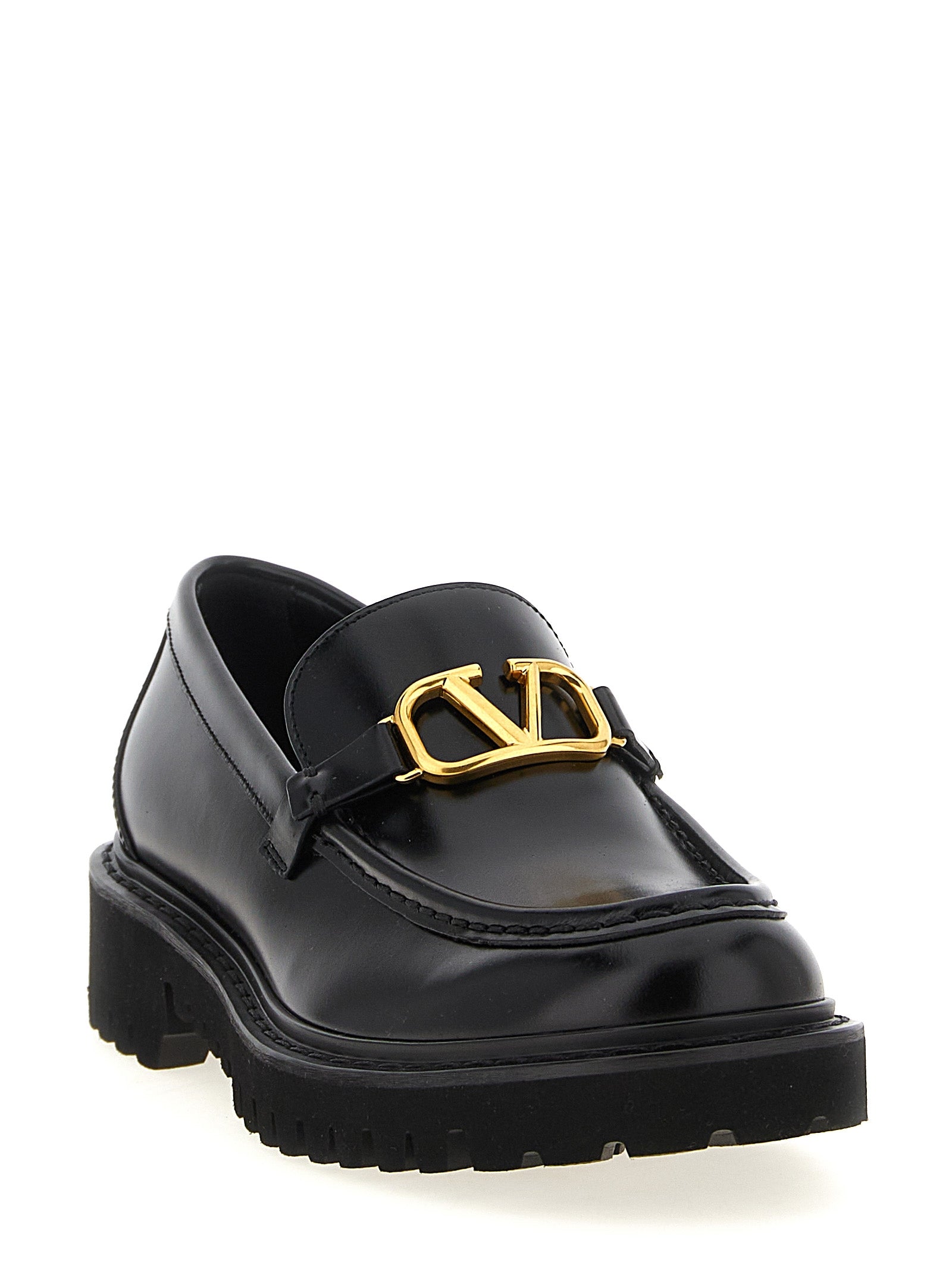 Valentino Garavani Black Calfskin Slip-On Women's Loafers