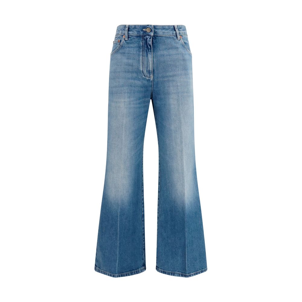 Valentino Blue Cotton Straight-Leg Women's Jeans