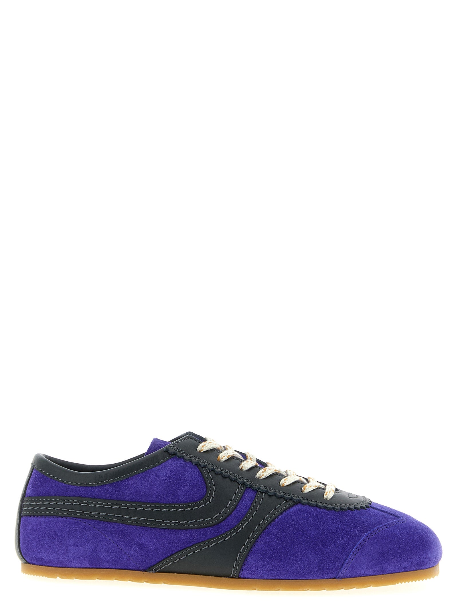 Dries Van Noten Purple Calfskin Low Top Women's Sneakers