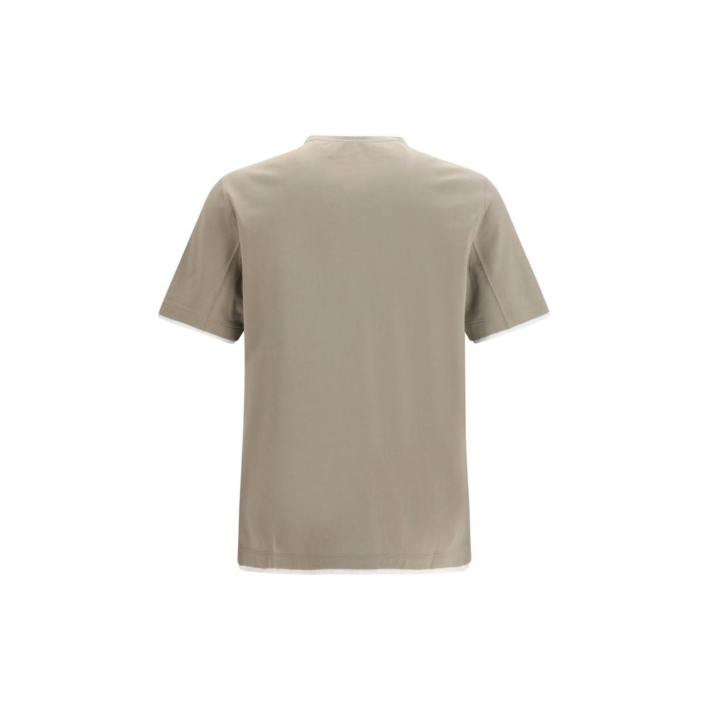 Brunello Cucinelli Bicolor Cotton Men's T-Shirt