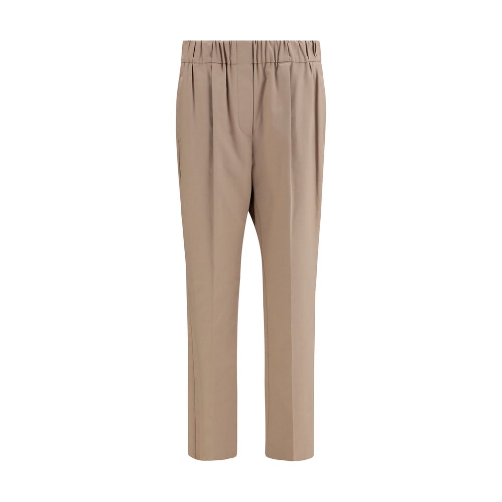 Brunello Cucinelli Beige Cotton Casual Women's Pants