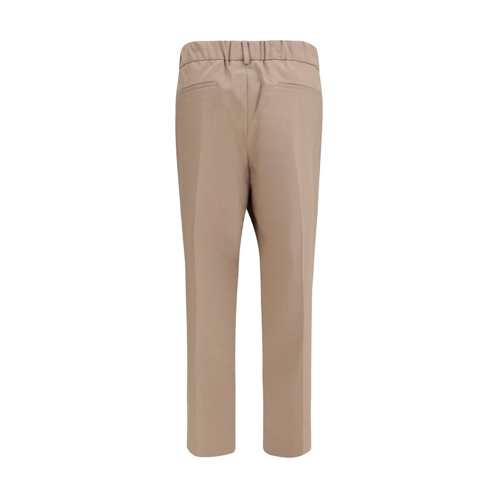 Brunello Cucinelli Beige Cotton Casual Women's Pants