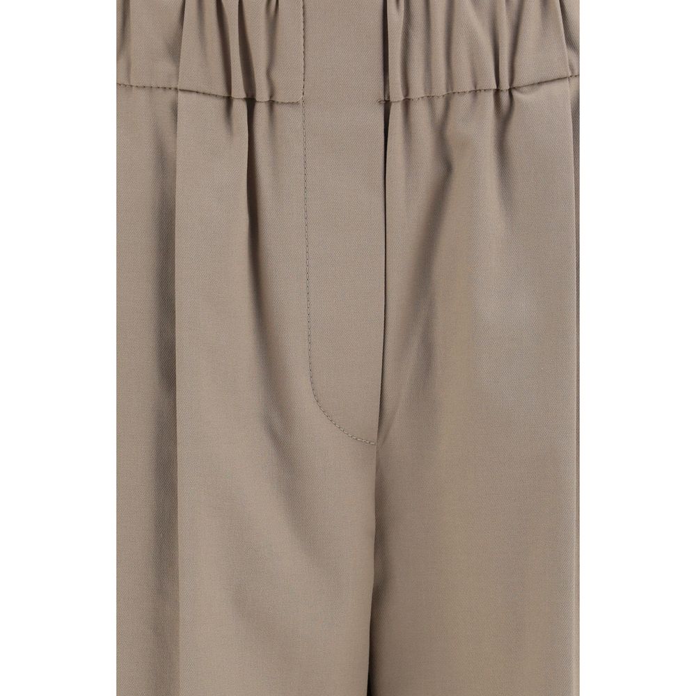 Brunello Cucinelli Beige Cotton Casual Women's Pants