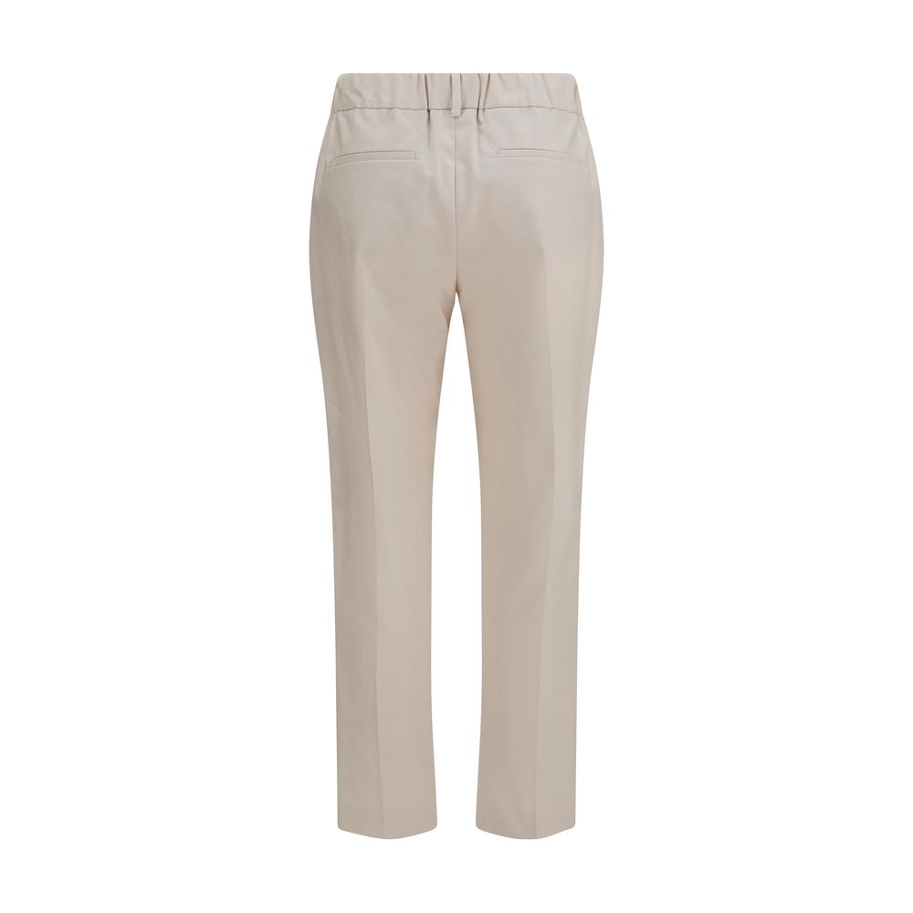 Brunello Cucinelli Beige Cotton Casual Women's Pants