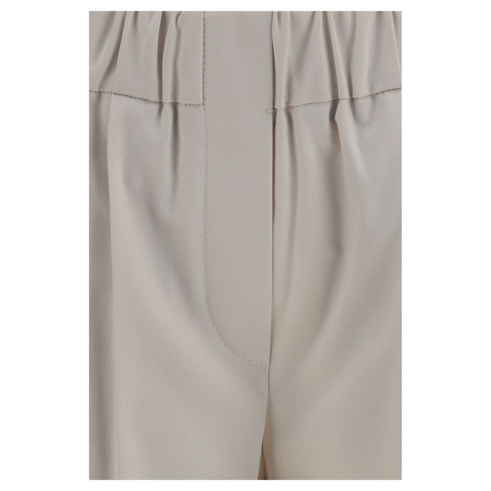 Brunello Cucinelli Beige Cotton Casual Women's Pants