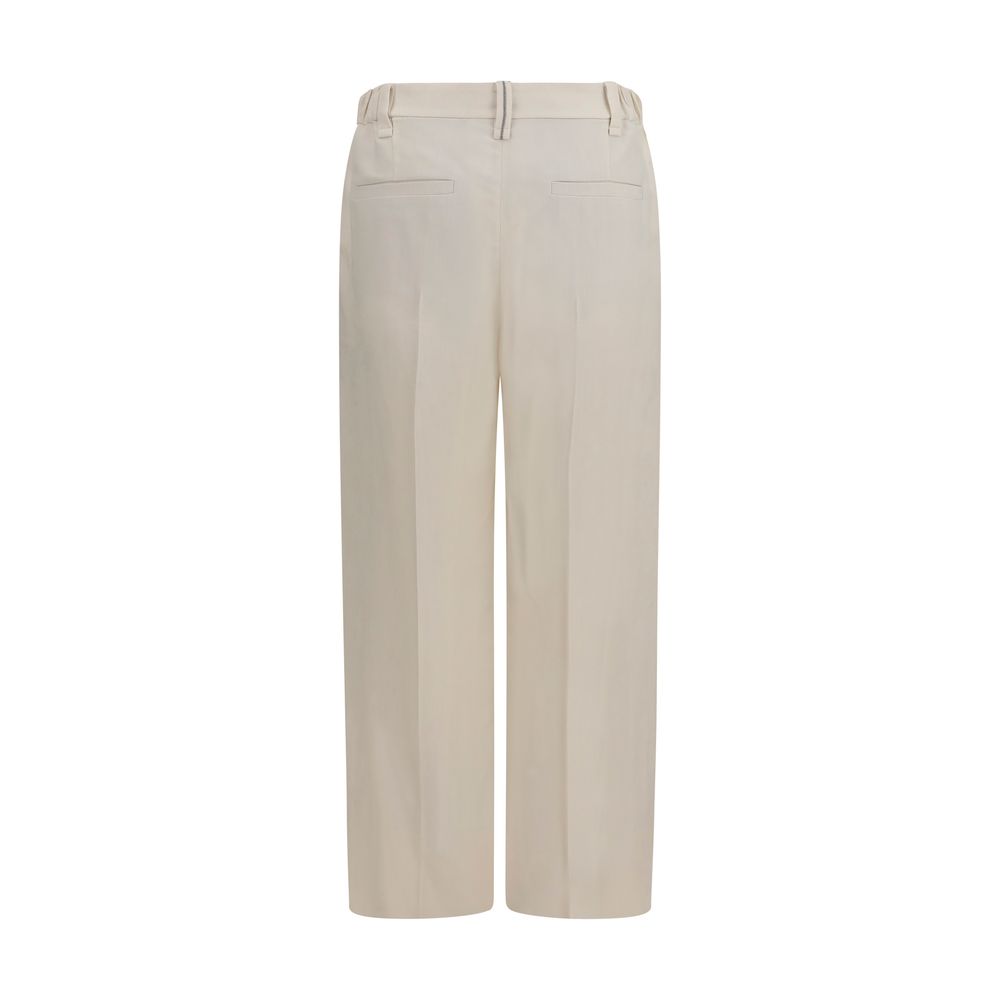 Brunello Cucinelli Beige Viscose Casual Women's Pants