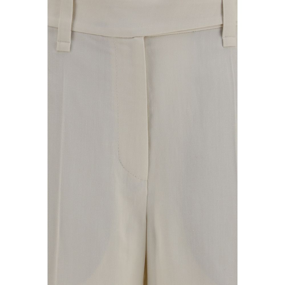 Brunello Cucinelli Beige Viscose Casual Women's Pants