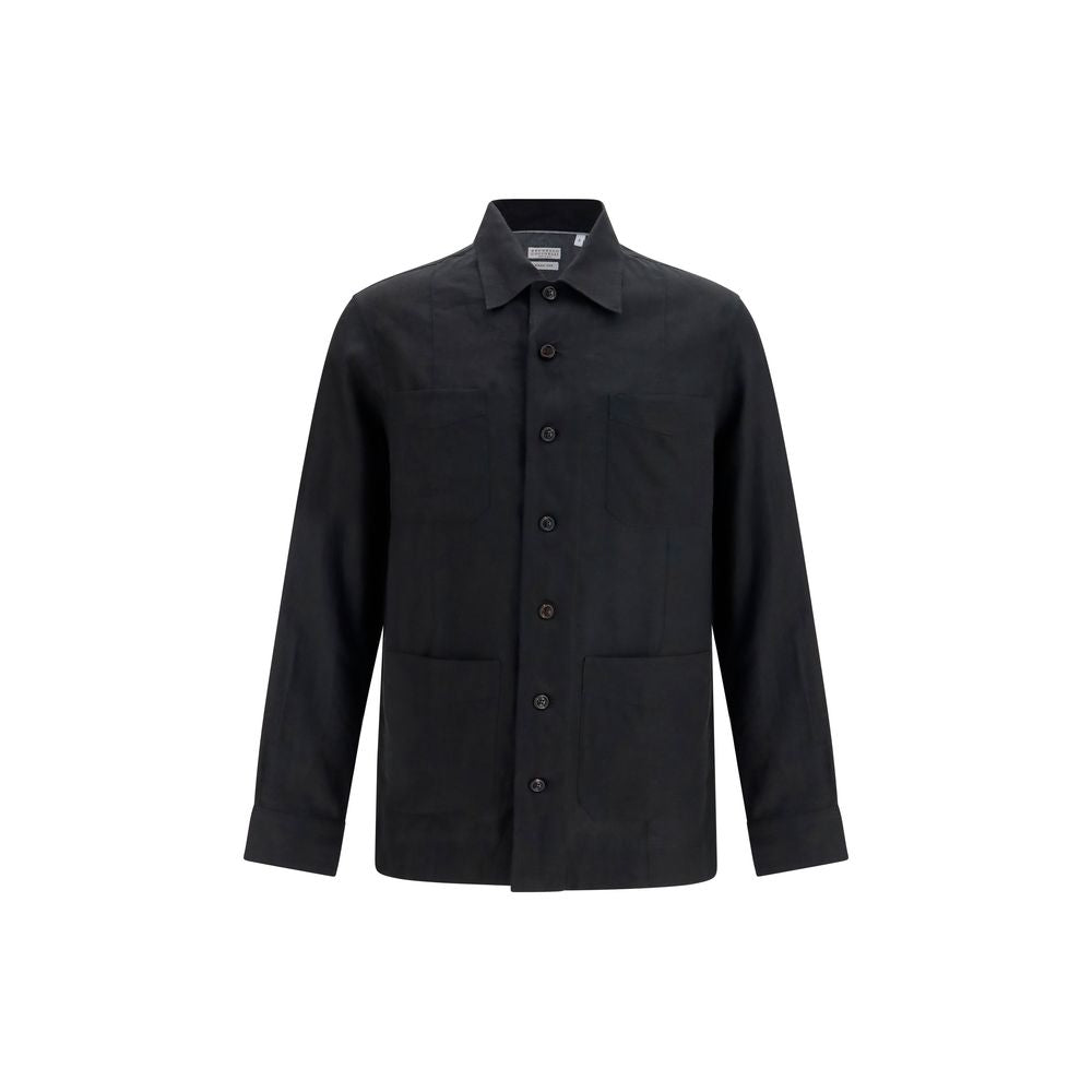 Brunello Cucinelli Black Linen Denim Men's Jacket