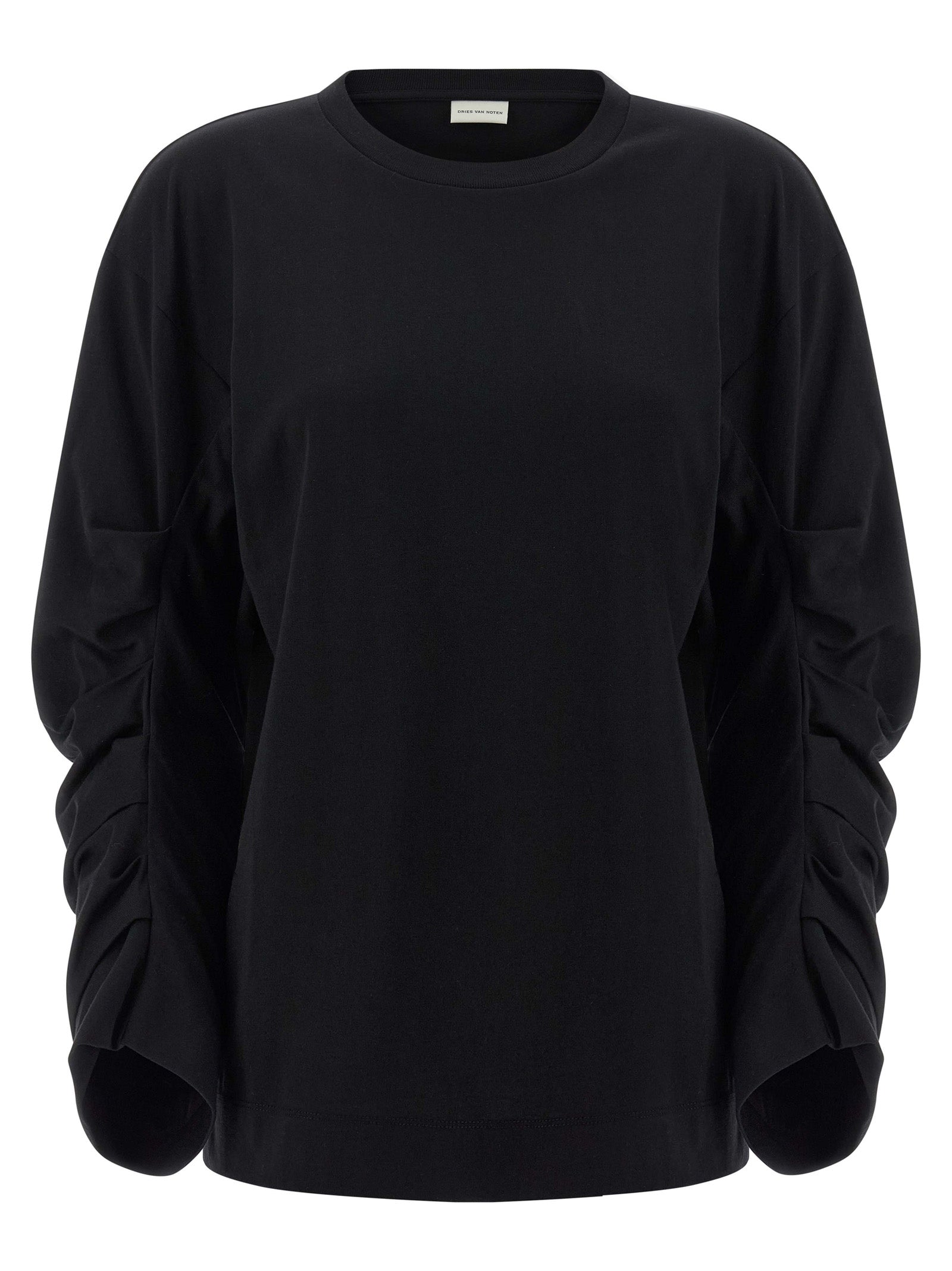 Dries Van Noten Black Cotton Long Sleeve Women's T-Shirt
