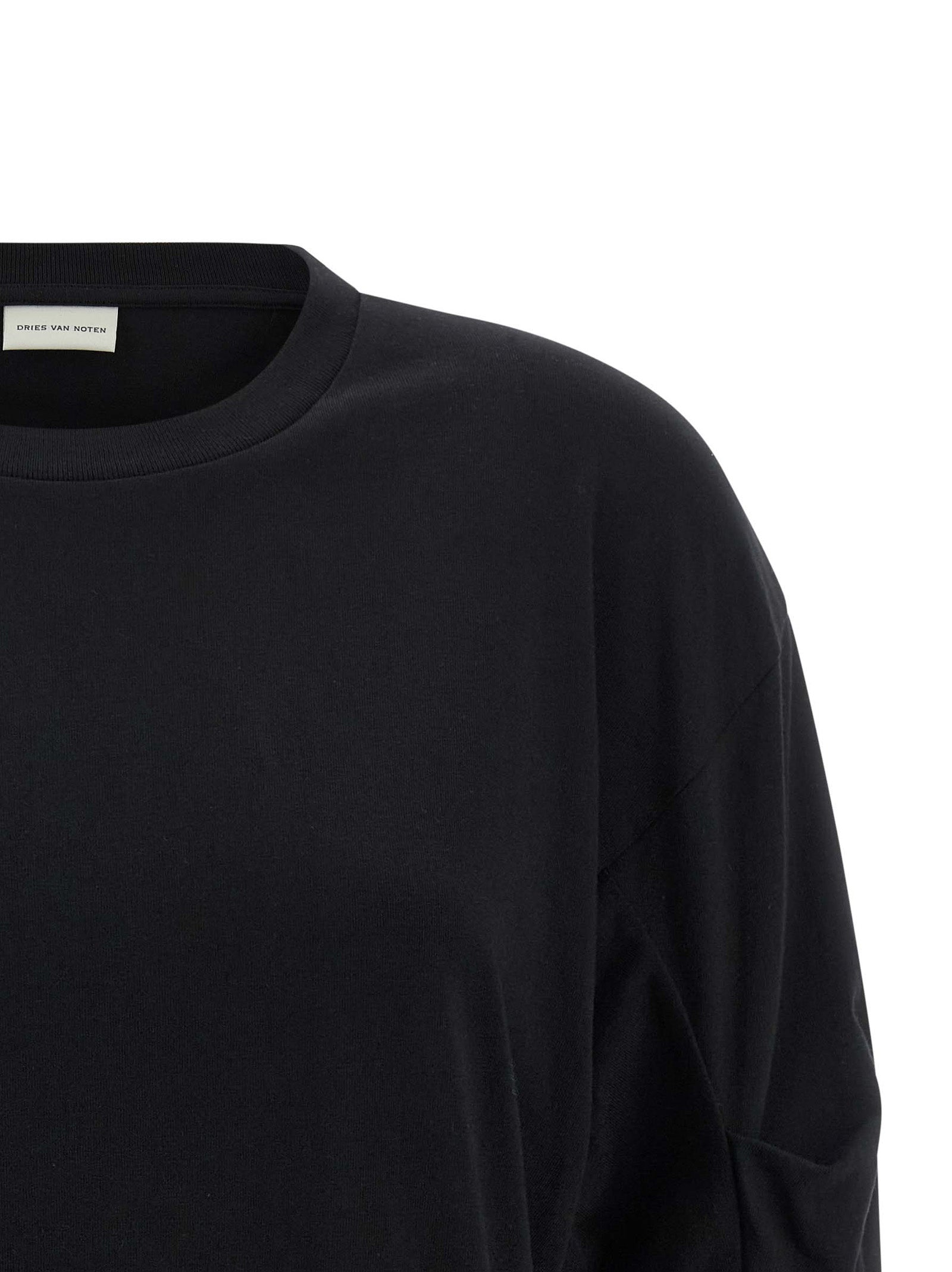 Dries Van Noten Black Cotton Long Sleeve Women's T-Shirt