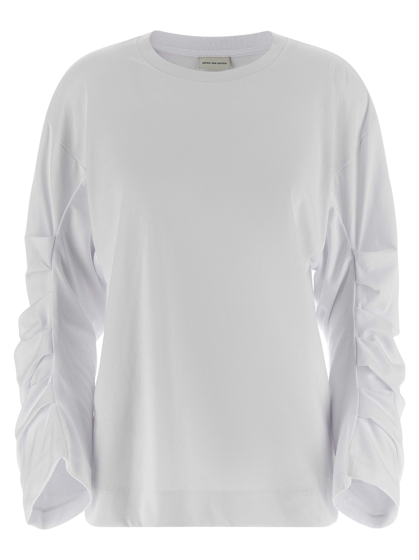Dries Van Noten White Cotton Long Sleeve Women's T-Shirt