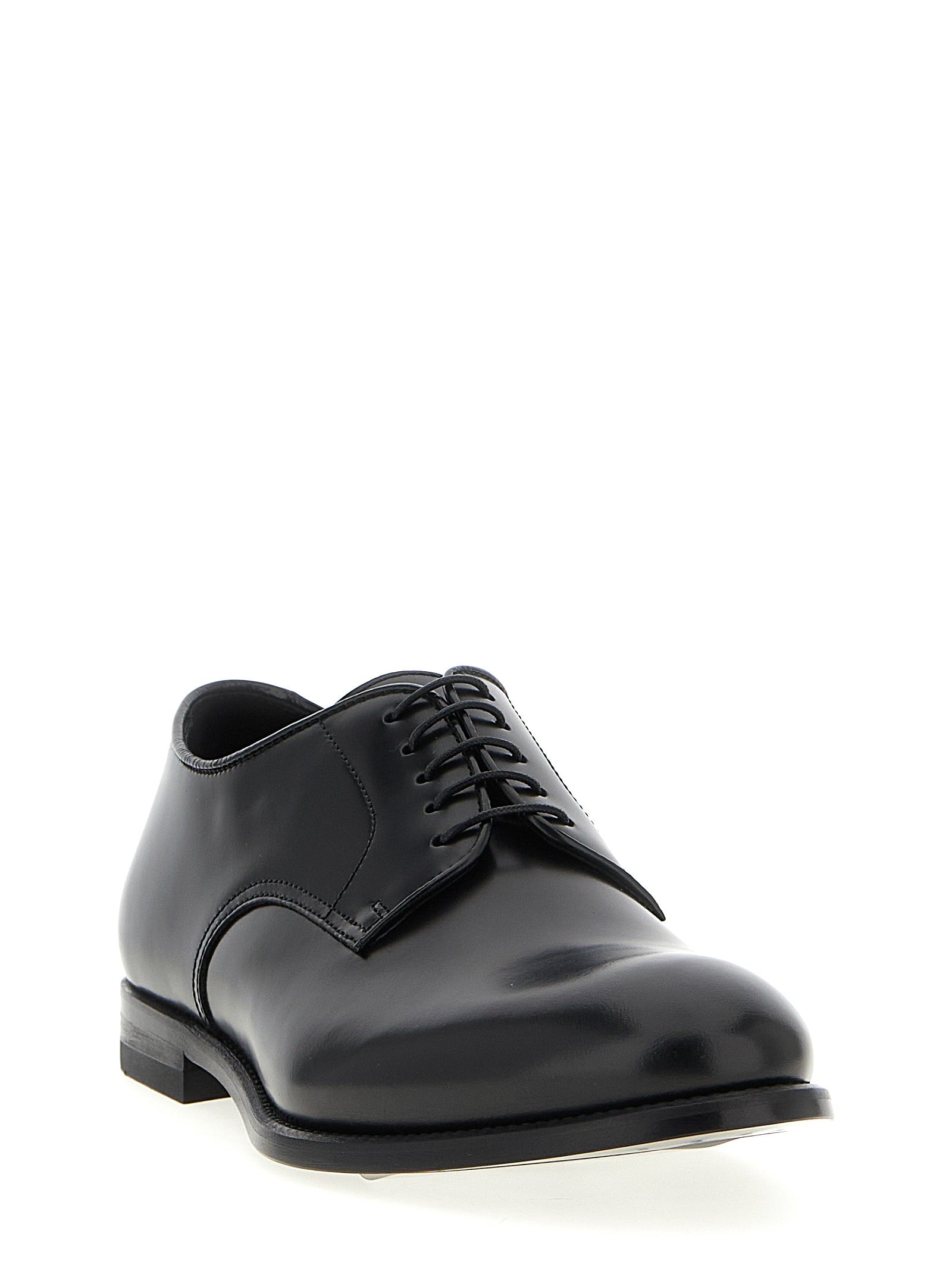 Doucal's Black Calfskin Oxfords And Men's Derbies