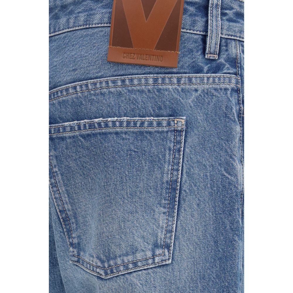 Valentino Blue Cotton Straight-Leg Women's Jeans