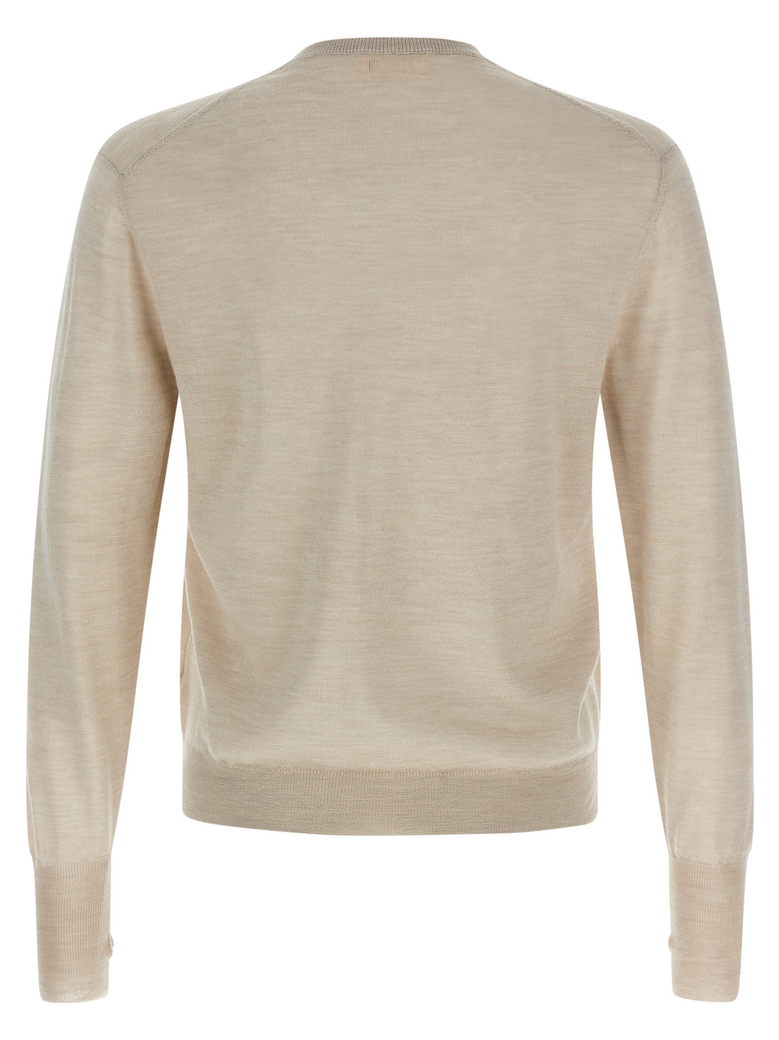 MA'RY'YA Beige Virgin Wool Men's Cardigan
