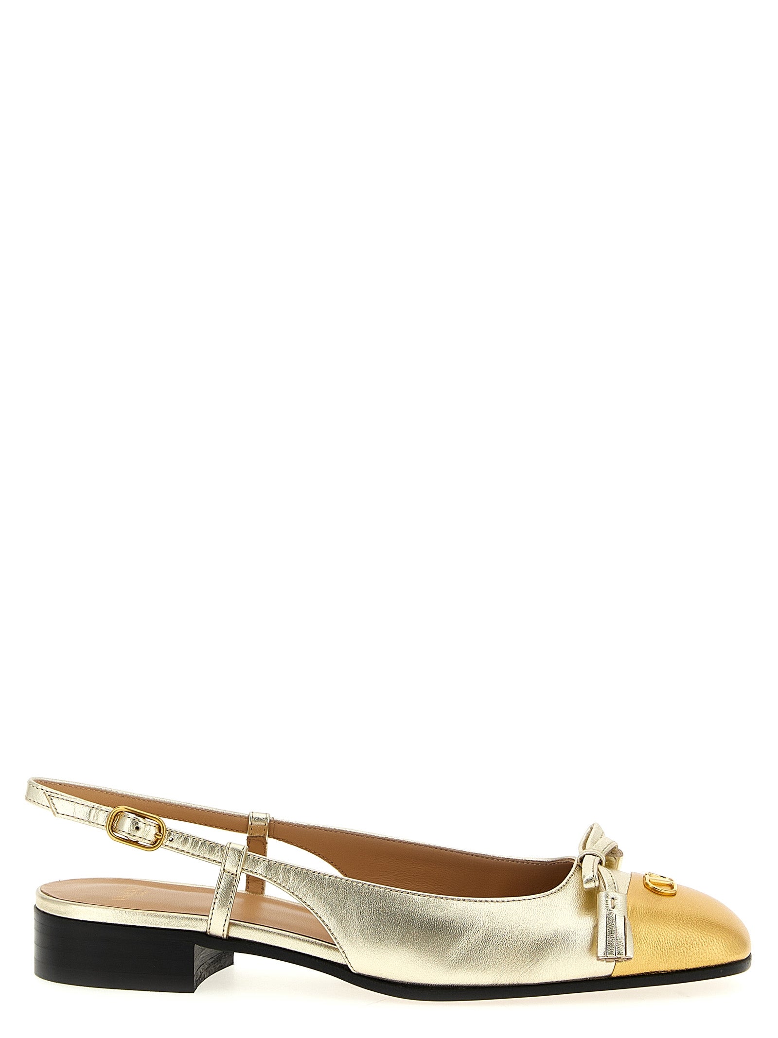 Valentino Garavani Gold Leather Ballet Women's Flats