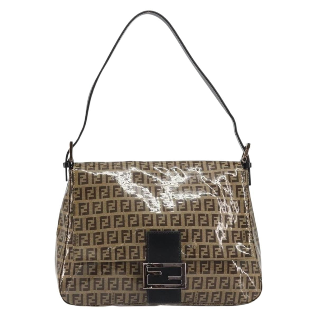 Fendi Mamma Baguette Zucchino Canvas Brown Canvas Shoulder Bag Bag (Pre-Owned)