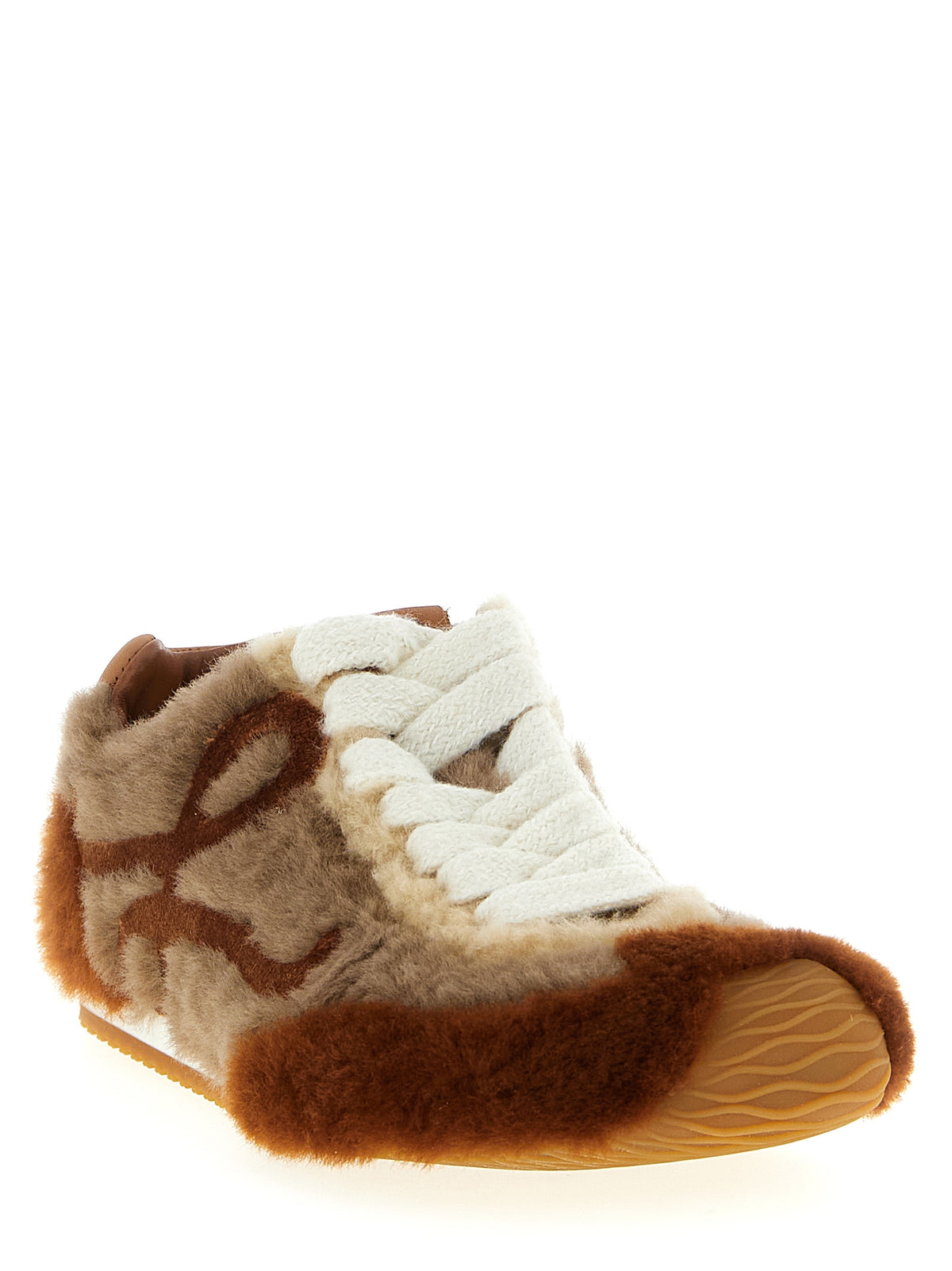Loewe Brown Lamb Leather Low Top Women's Sneakers