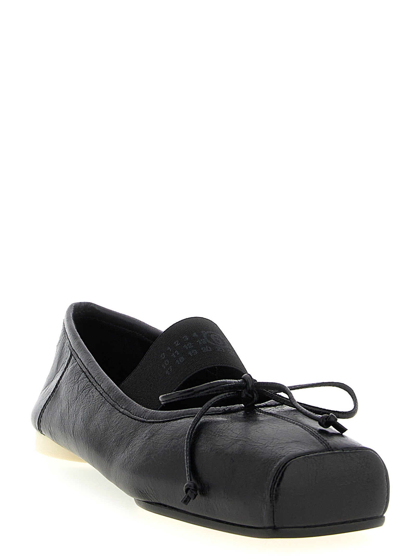 MM6 Maison Margiela Black Calfskin Ballet Women's Flats