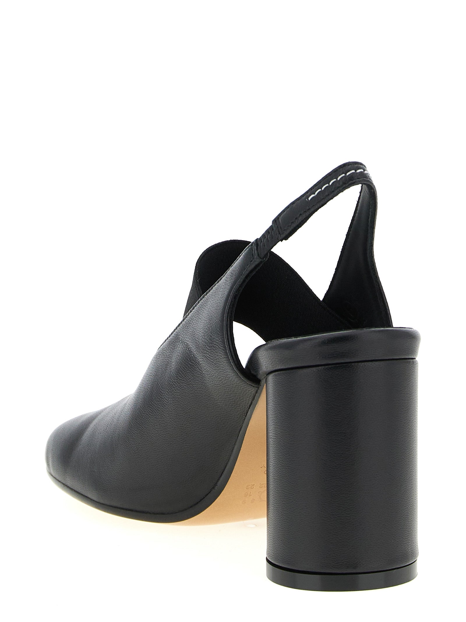 MM6 Maison Margiela Black Lamb Leather Mid Heel Women's Pumps