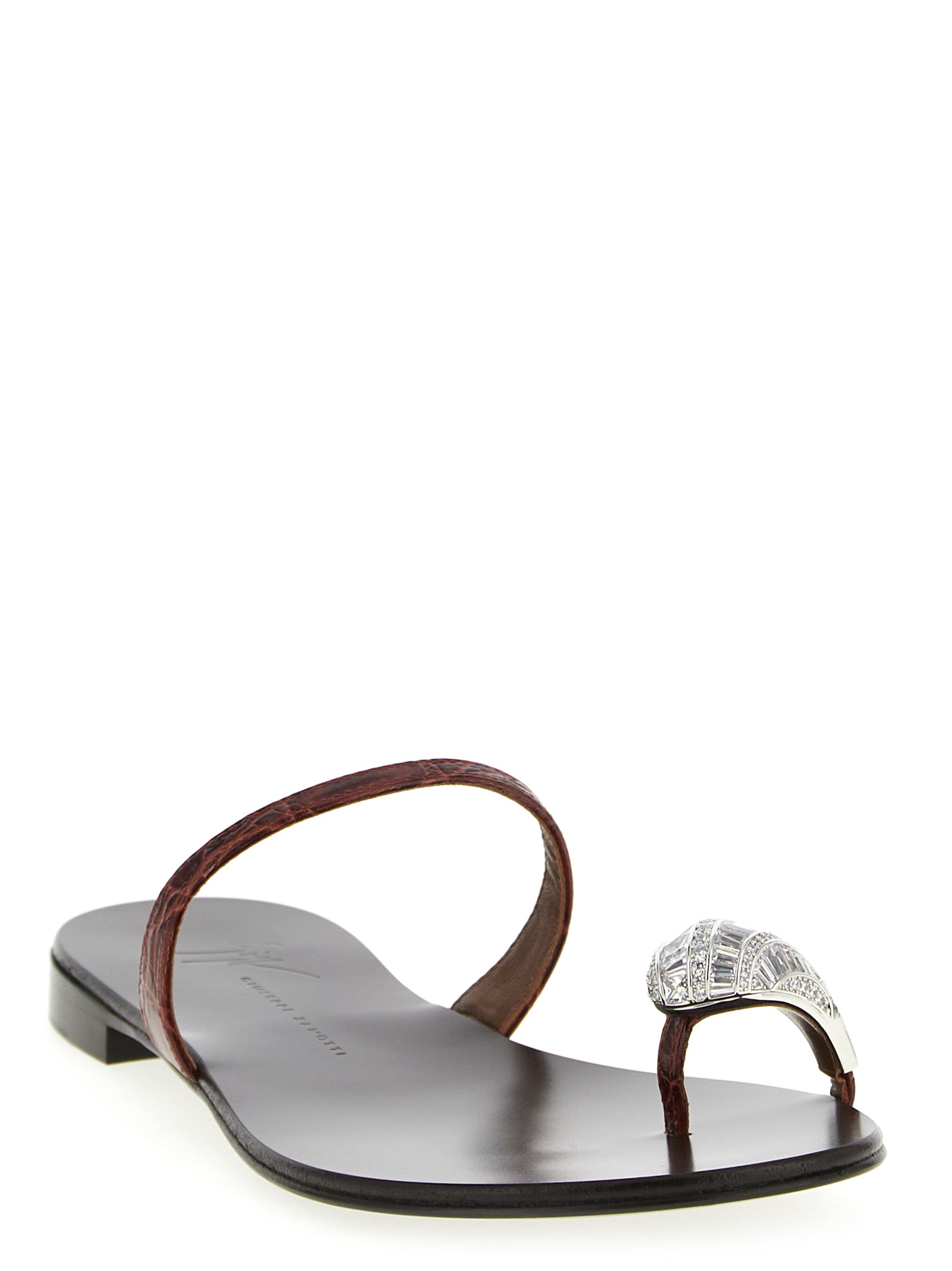 Giuseppe Zanotti Brown Calfskin Women's Slides