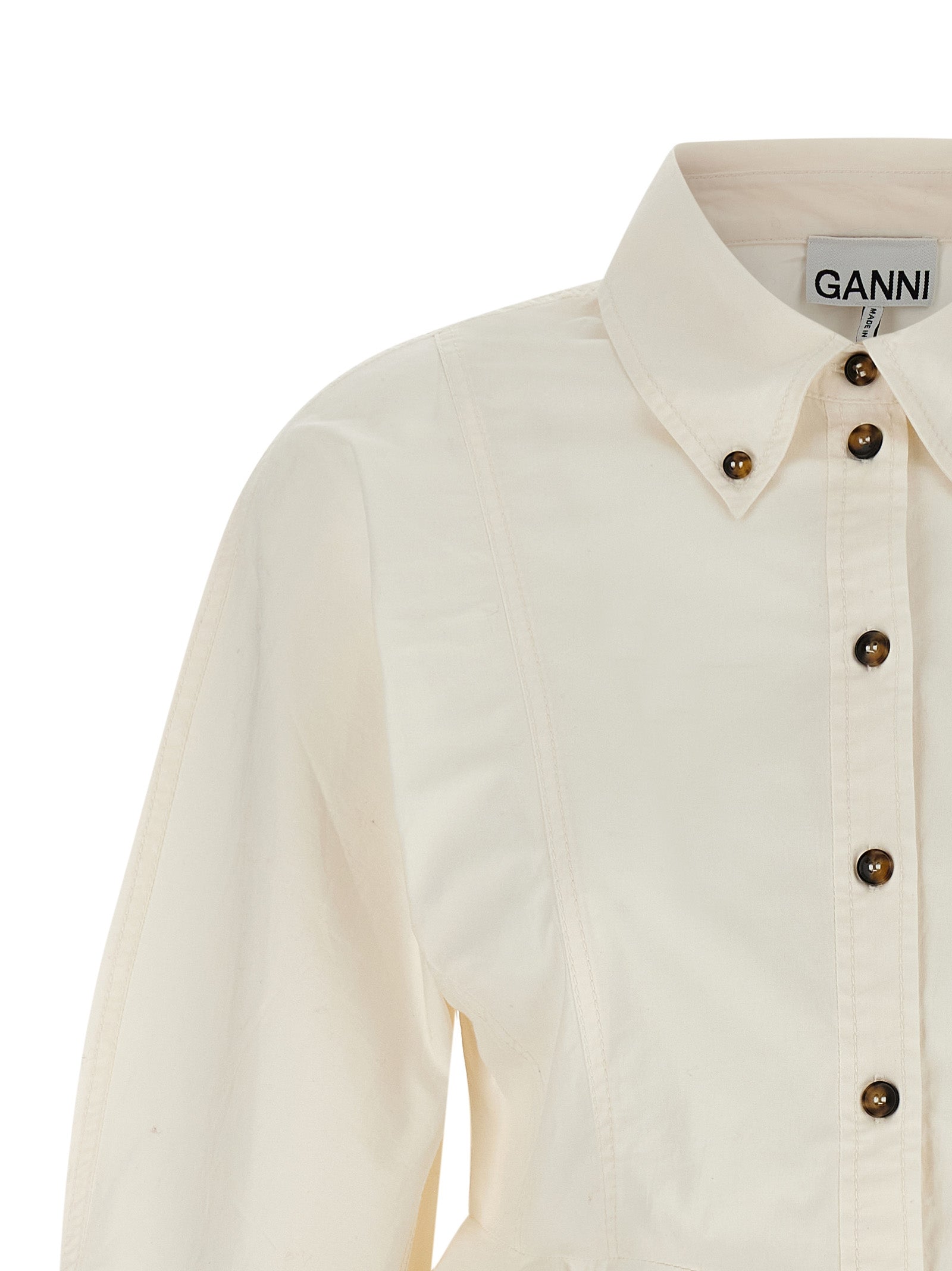 Ganni White Cotton Women's Blouse