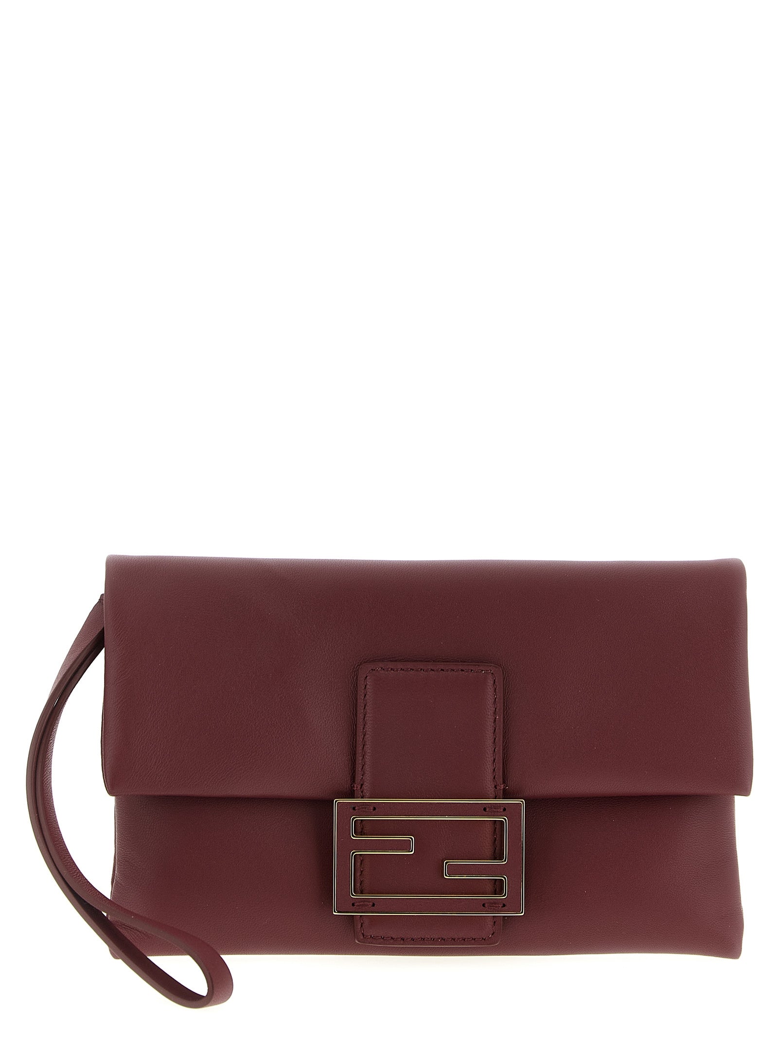 Fendi Bordeaux Lamb Leather Clutch Women's Bag