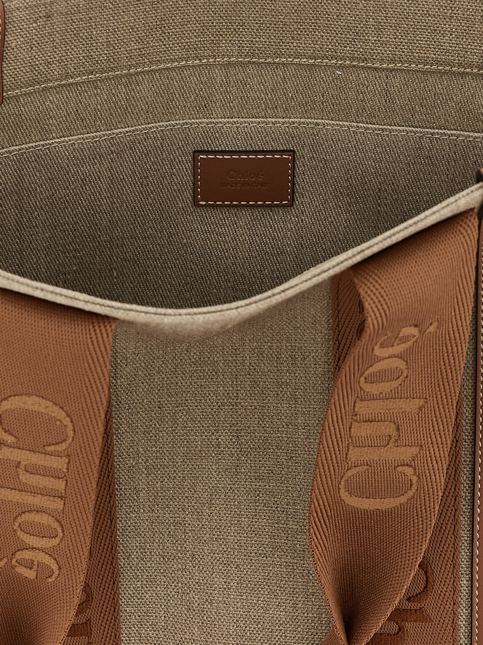 Chloé Brown Linen Tote Women's Bag