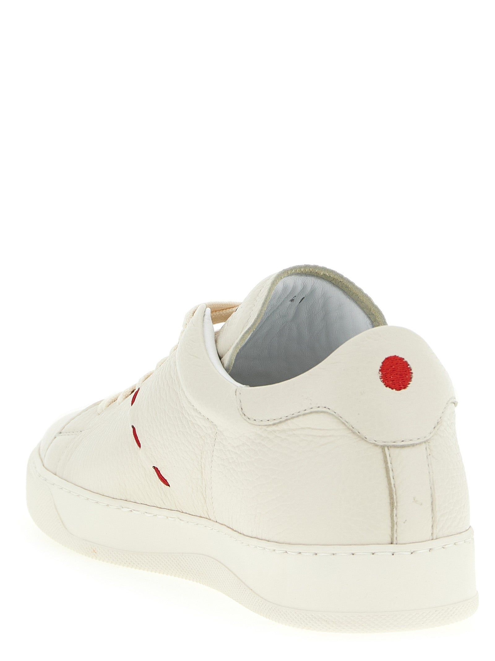 Kiton White Nubuc Leather Low Top Men's Sneakers