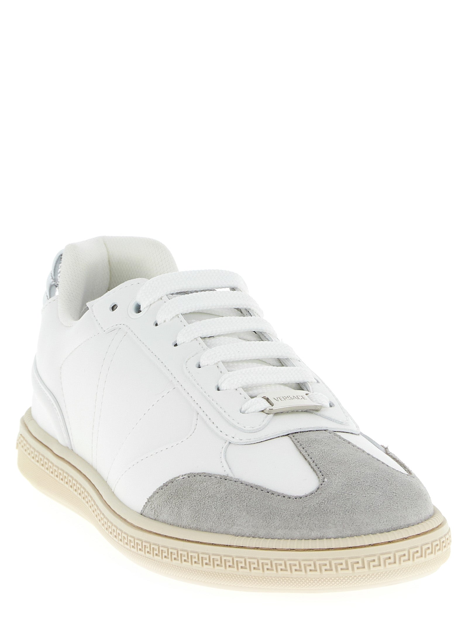 Versace White Calfskin Low Top Men's Sneakers