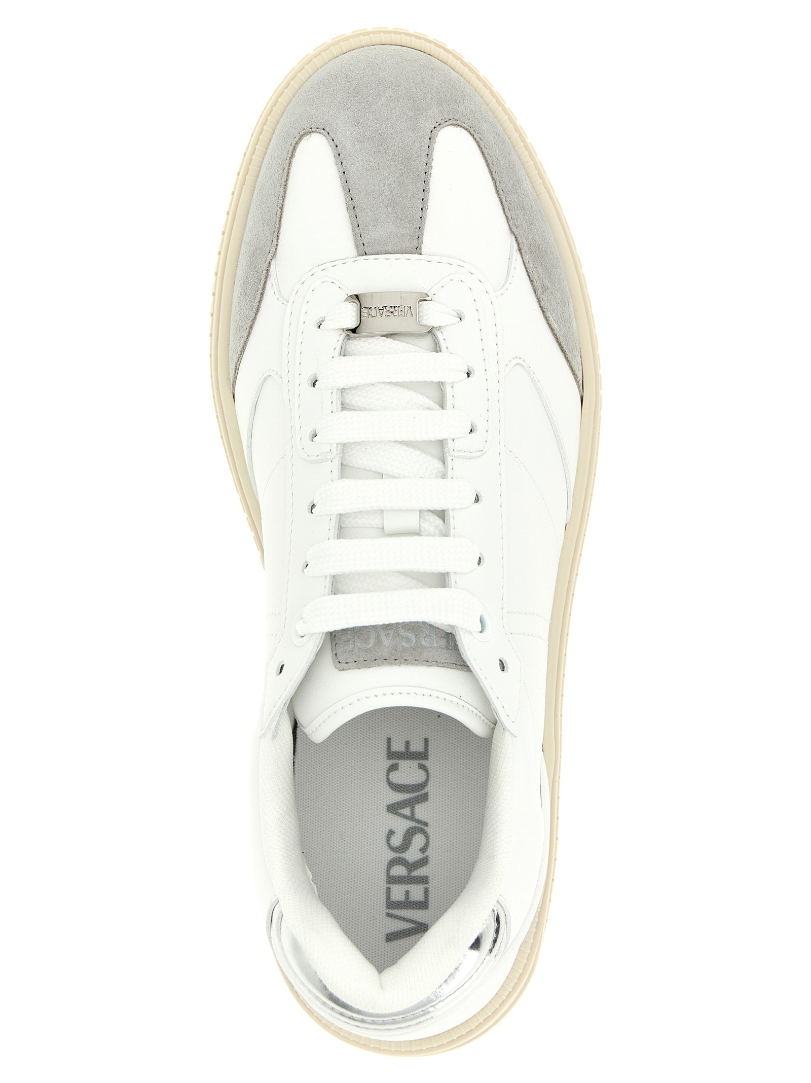 Versace White Calfskin Low Top Men's Sneakers