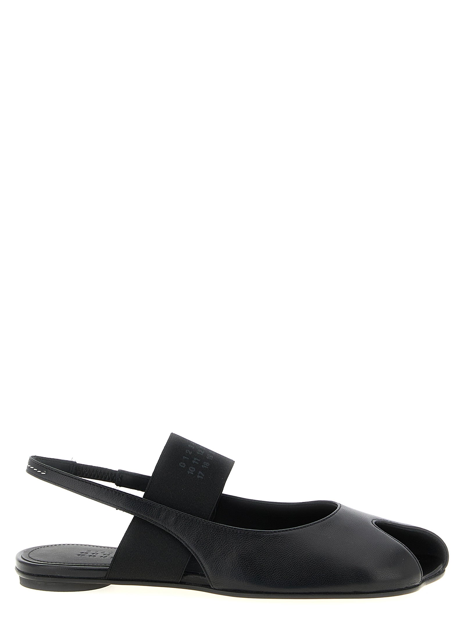 MM6 Maison Margiela Black Lamb Leather Flat Women's Sandals