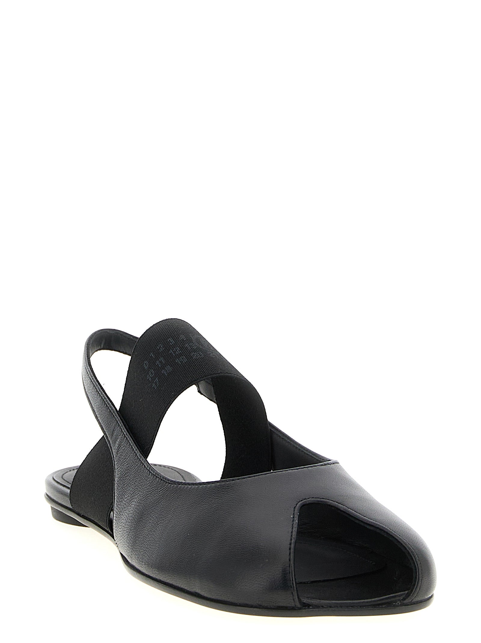 MM6 Maison Margiela Black Lamb Leather Flat Women's Sandals