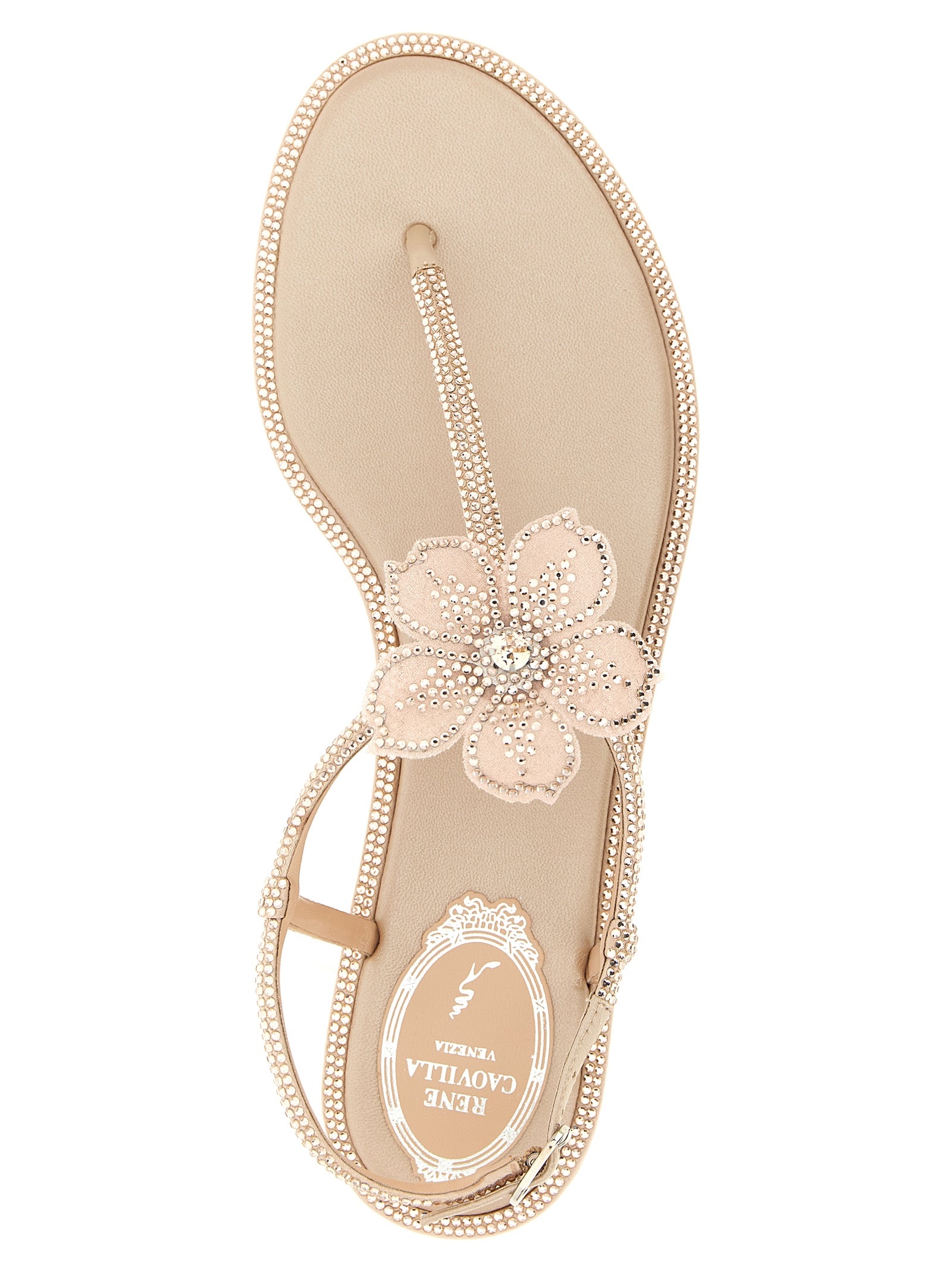 RENE CAOVILLA Multicolor Glass Flat Women's Sandals