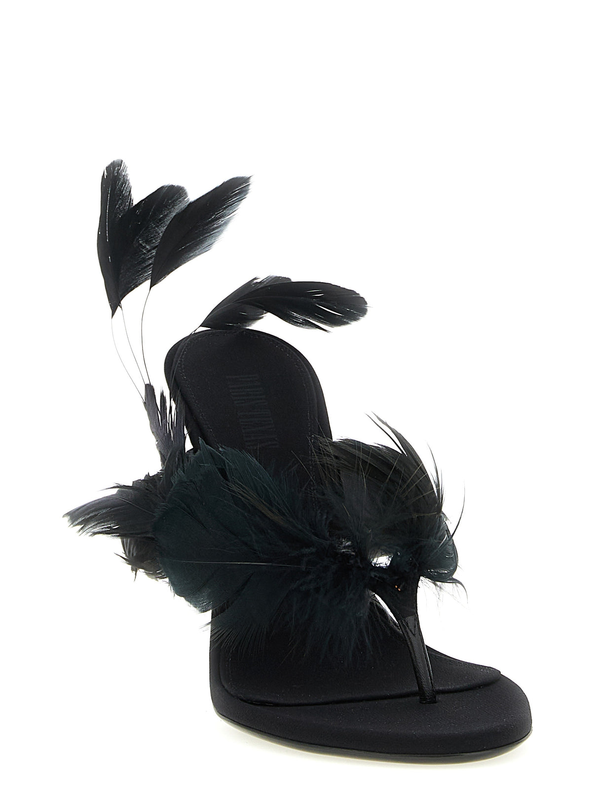 Paris Texas Black Silk Stiletto Heel Women's Sandals