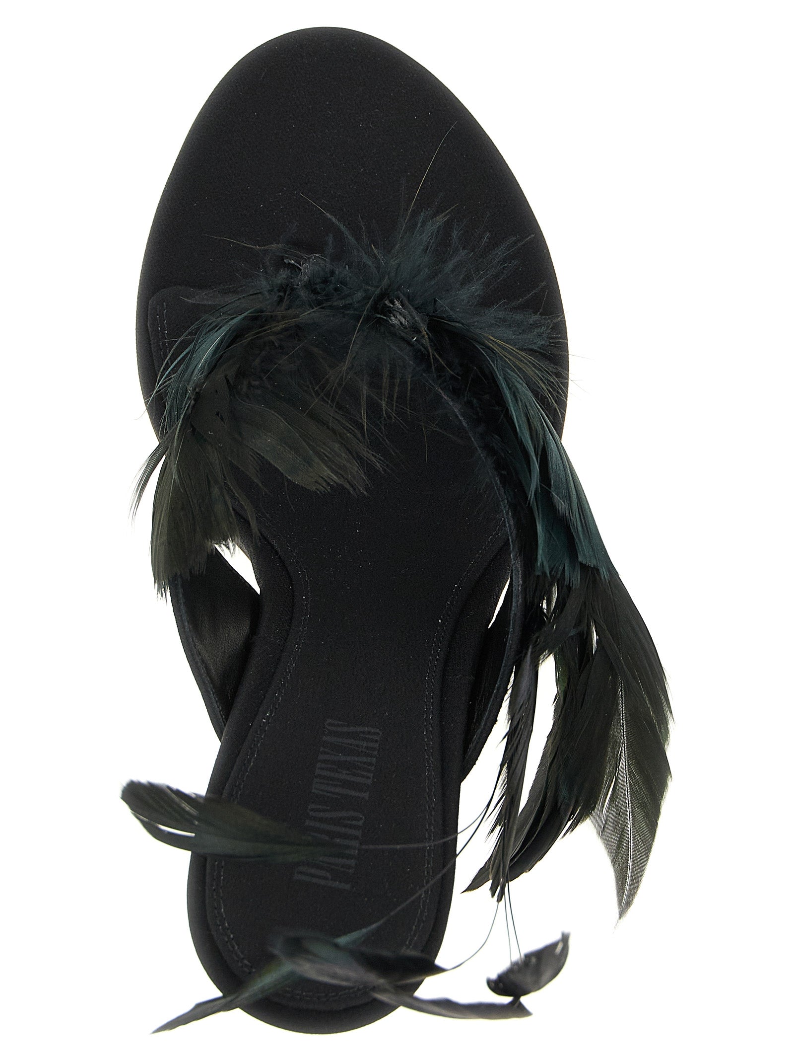 Paris Texas Black Silk Stiletto Heel Women's Sandals