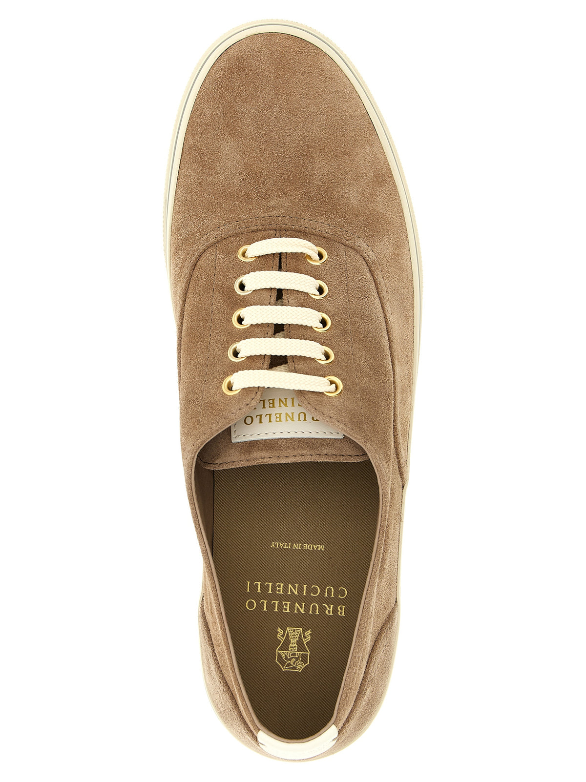 Brunello Cucinelli Beige Calfskin Low Top Men's Sneakers