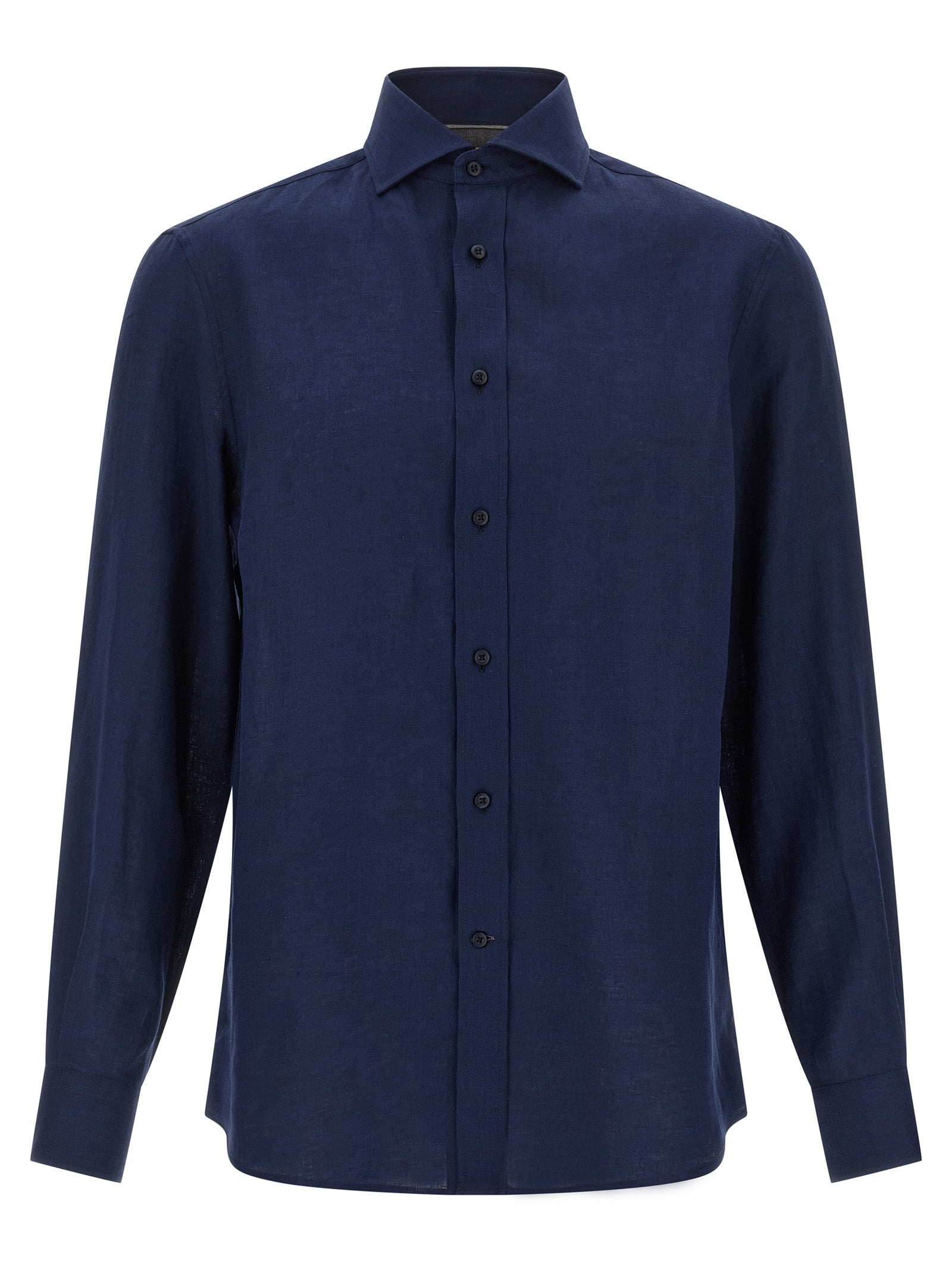 Brunello Cucinelli Blue Linen Men's Blouse