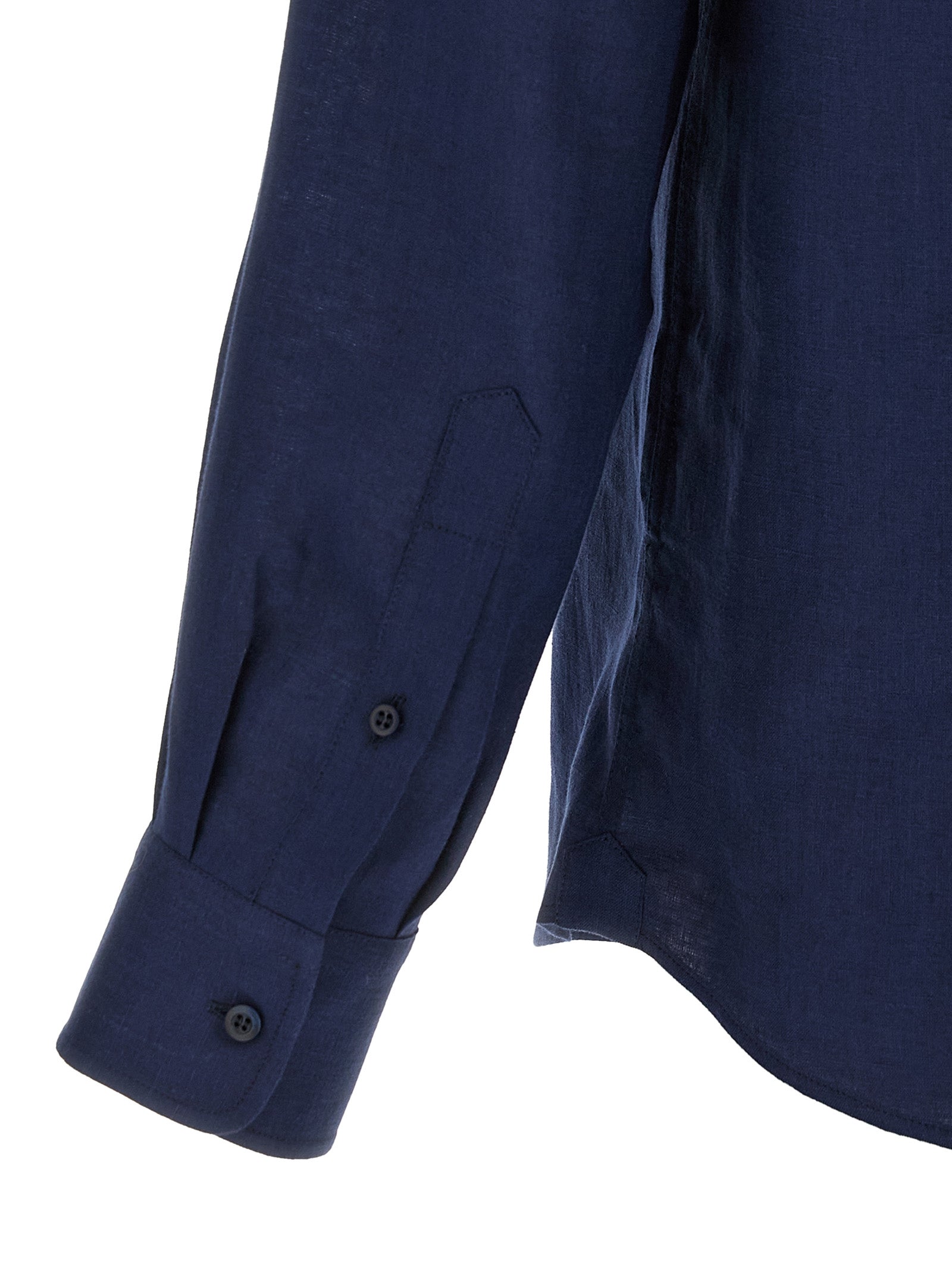 Brunello Cucinelli Blue Linen Men's Blouse