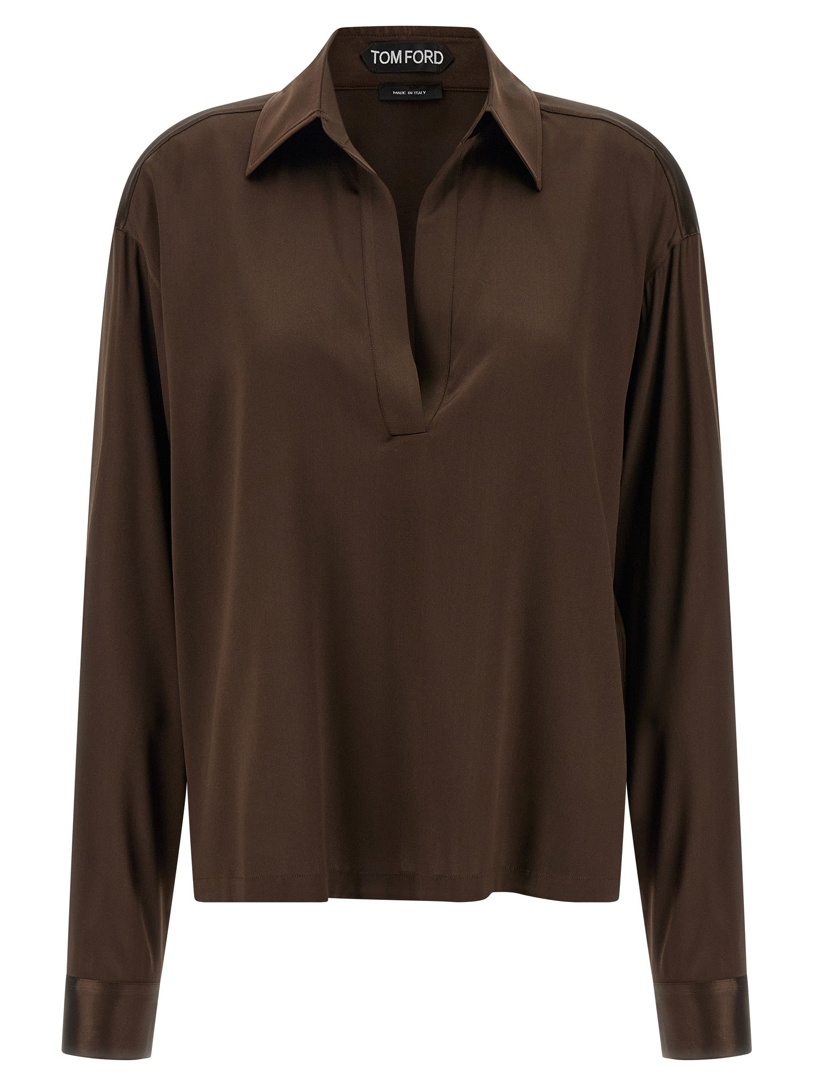 Tom Ford Brown Silk Polo Women's Shirt