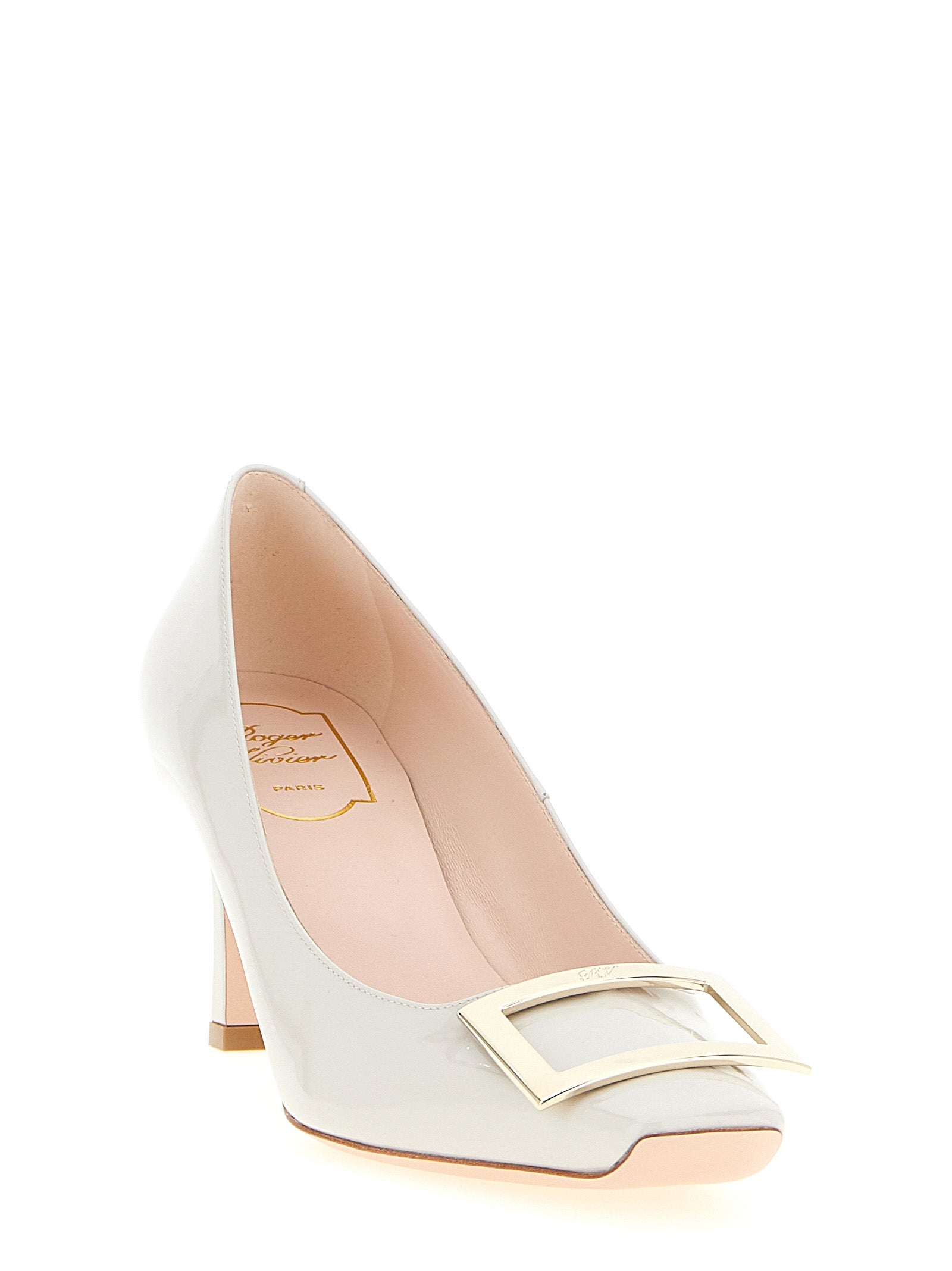 Roger Vivier Gray Calfskin Mid Heel Women's Pumps