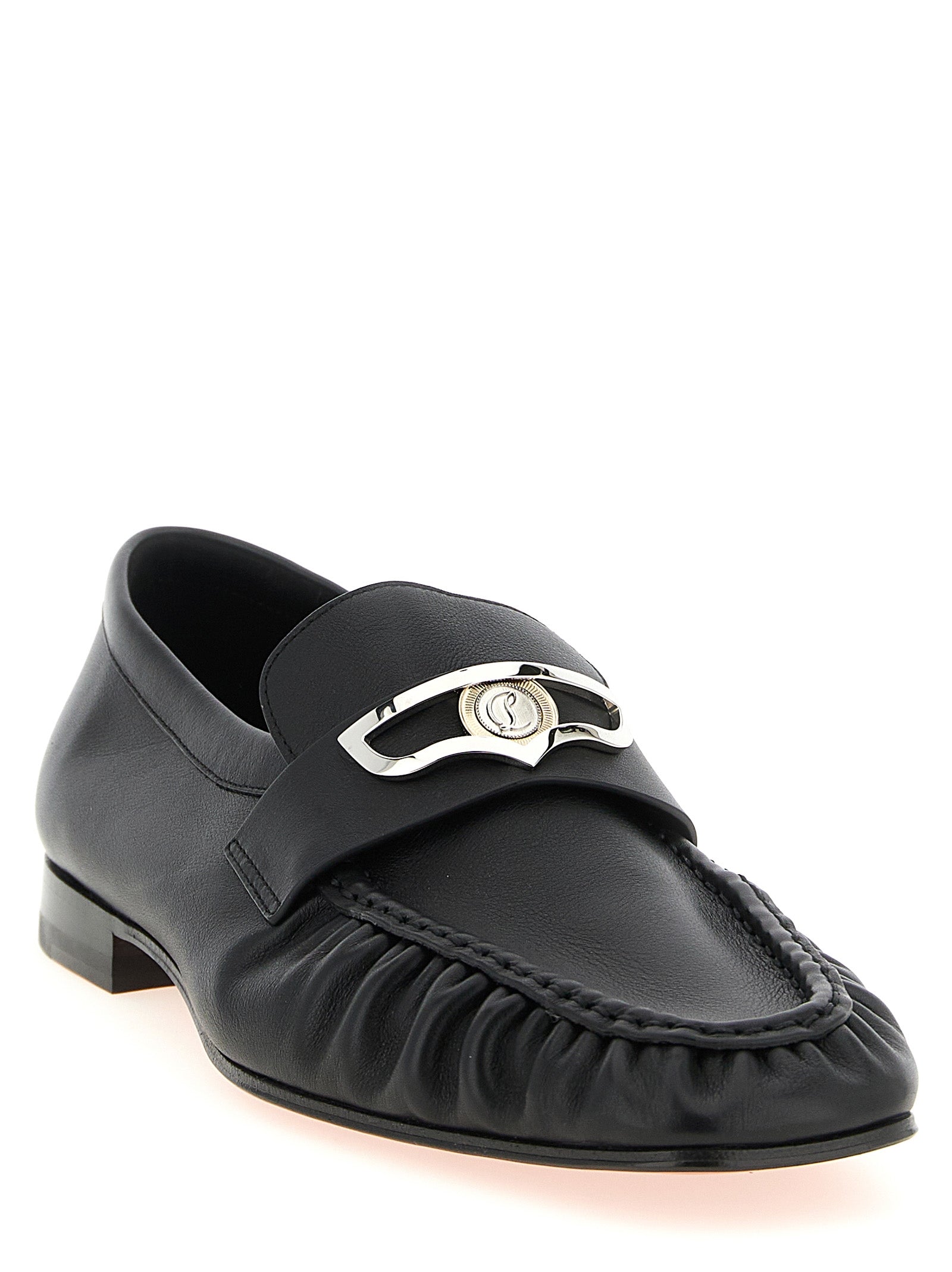 Christian Louboutin Black Calfskin Slip-On Men's Loafers