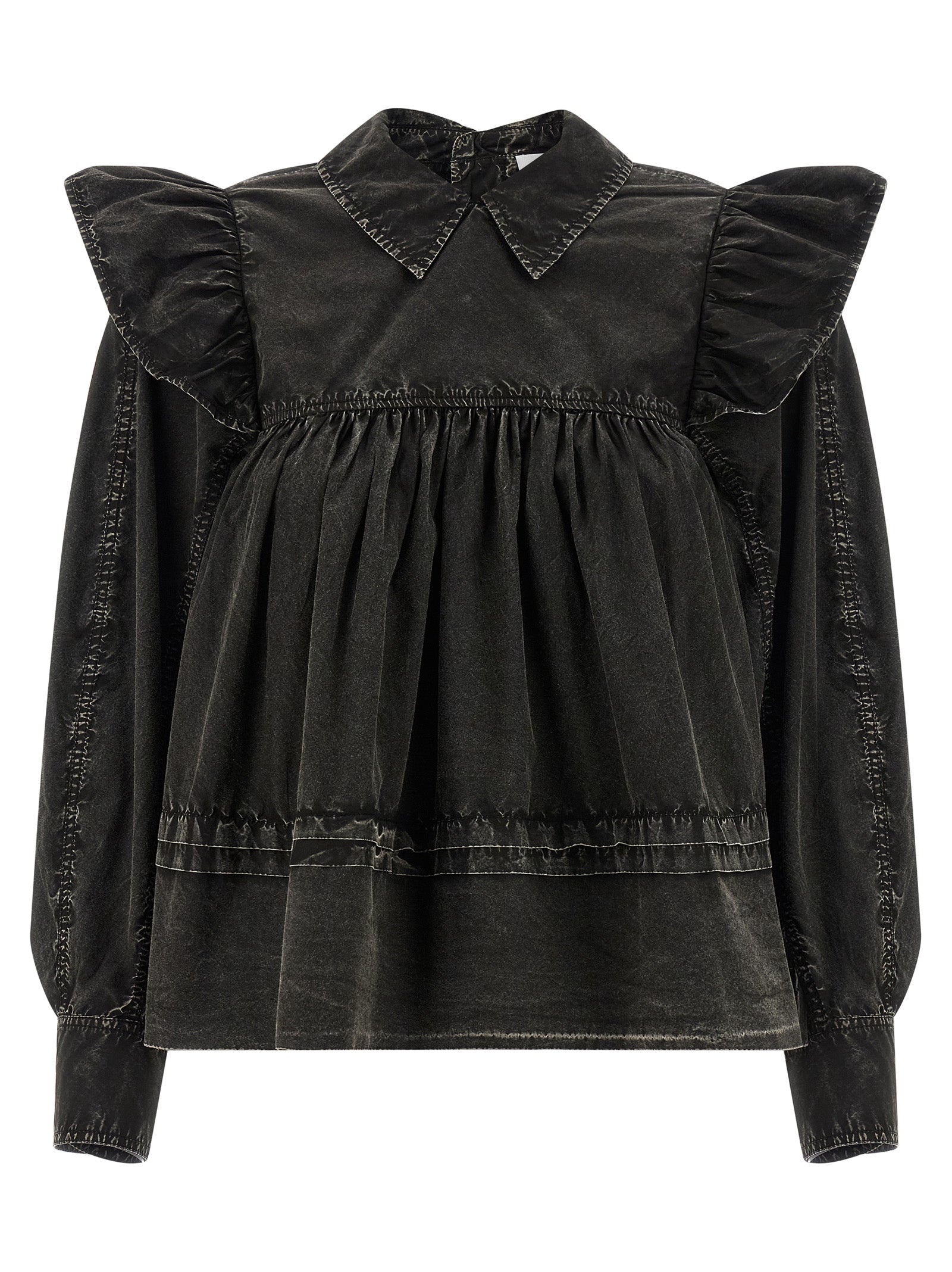 Ganni Black Organic Cotton Women's Blouse