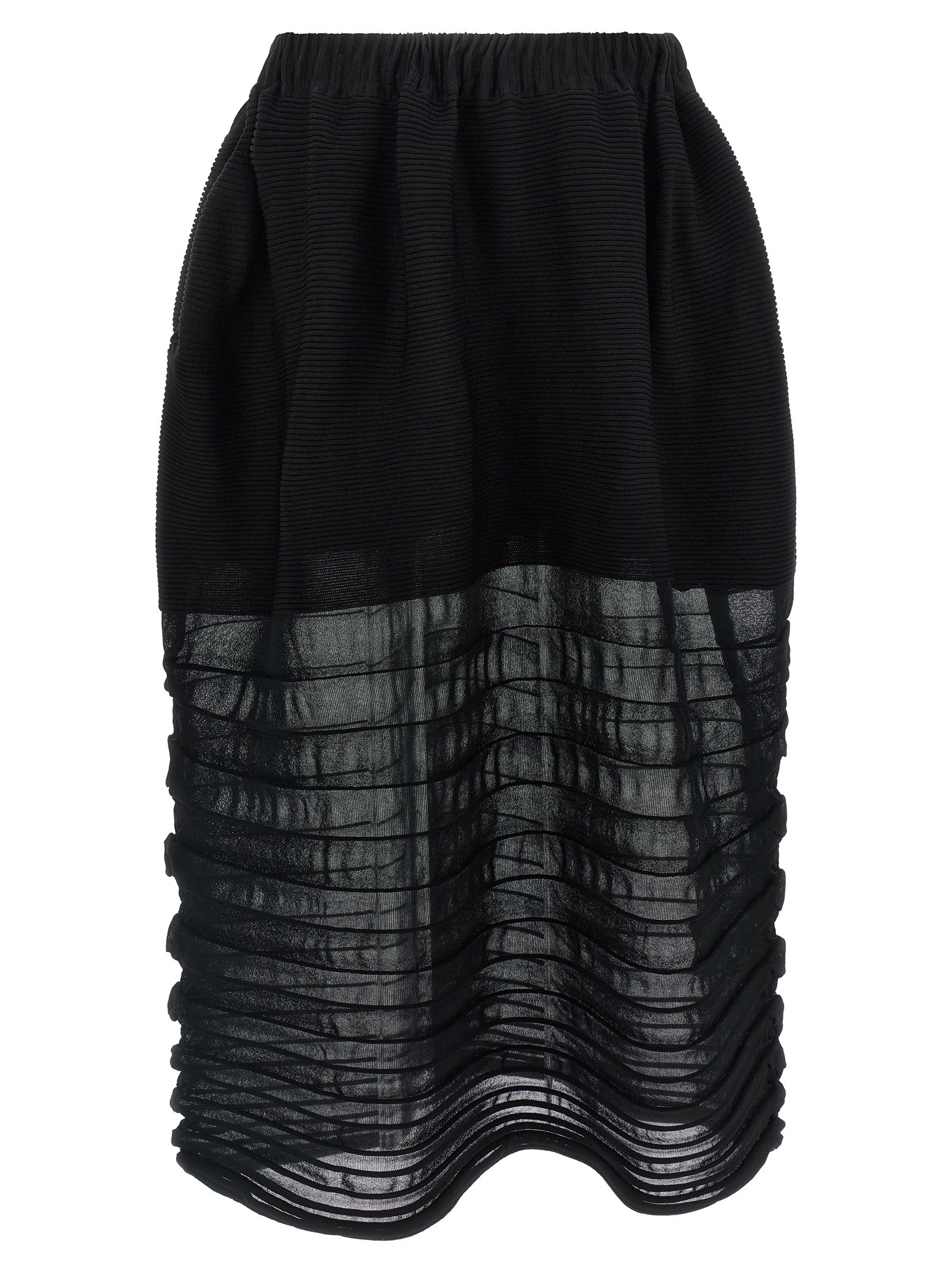 Issey Miyake Black Polyester Midi Women's Skirt