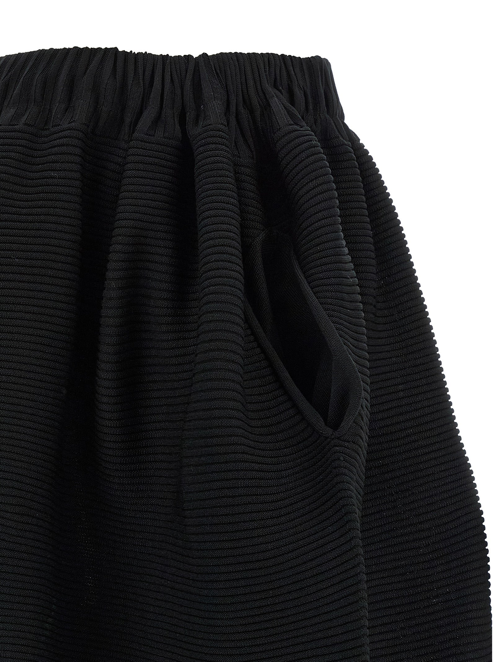 Issey Miyake Black Polyester Midi Women's Skirt