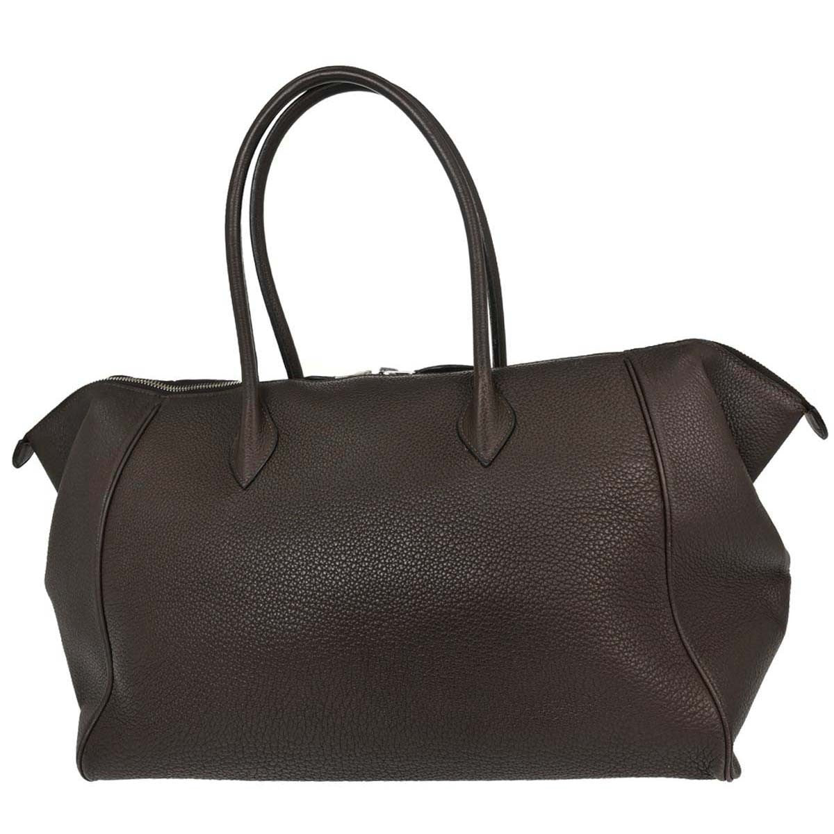 Hermes Paris-Bombay Clémence Brown Leather Handbag (Pre-Owned)