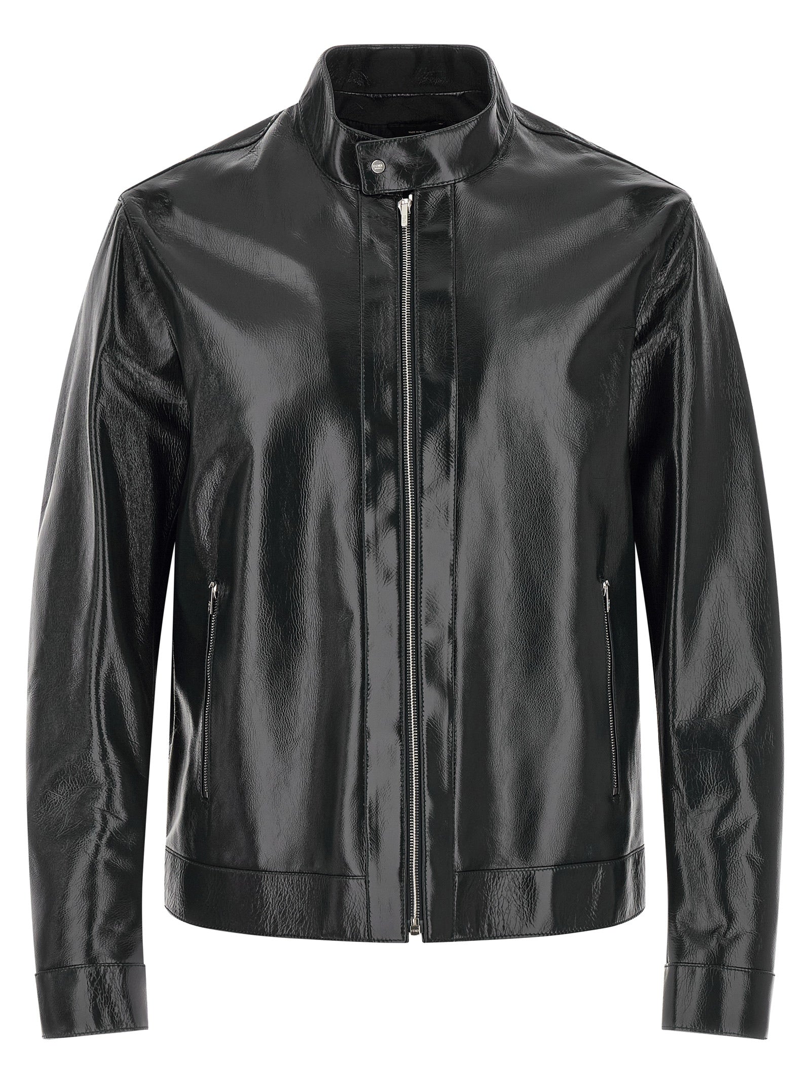 Fendi Blue Lamb Leather Leather Men's Jacket