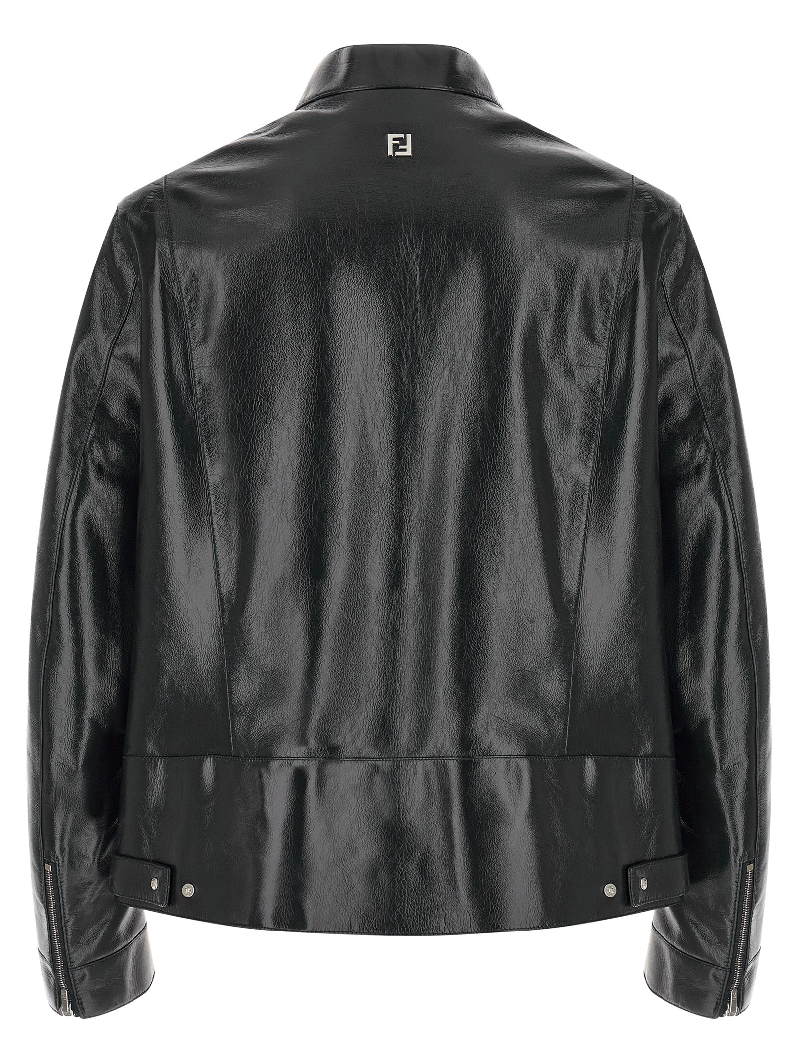 Fendi Blue Lamb Leather Leather Men's Jacket