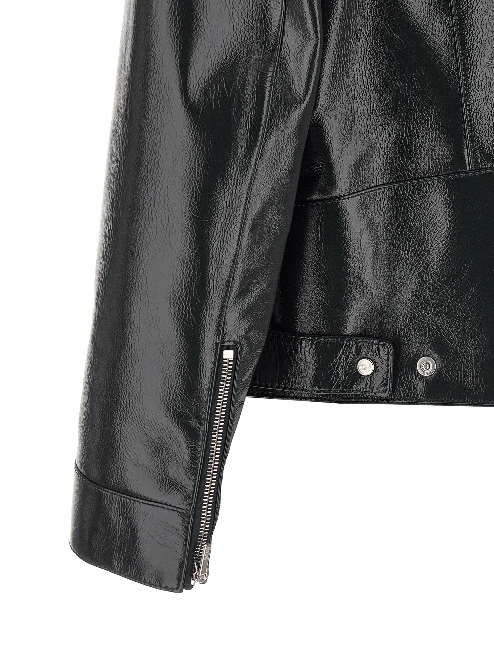 Fendi Blue Lamb Leather Leather Men's Jacket
