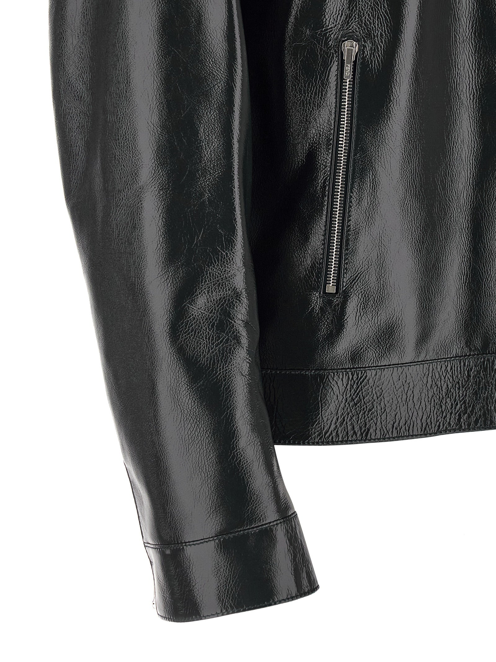 Fendi Blue Lamb Leather Leather Men's Jacket