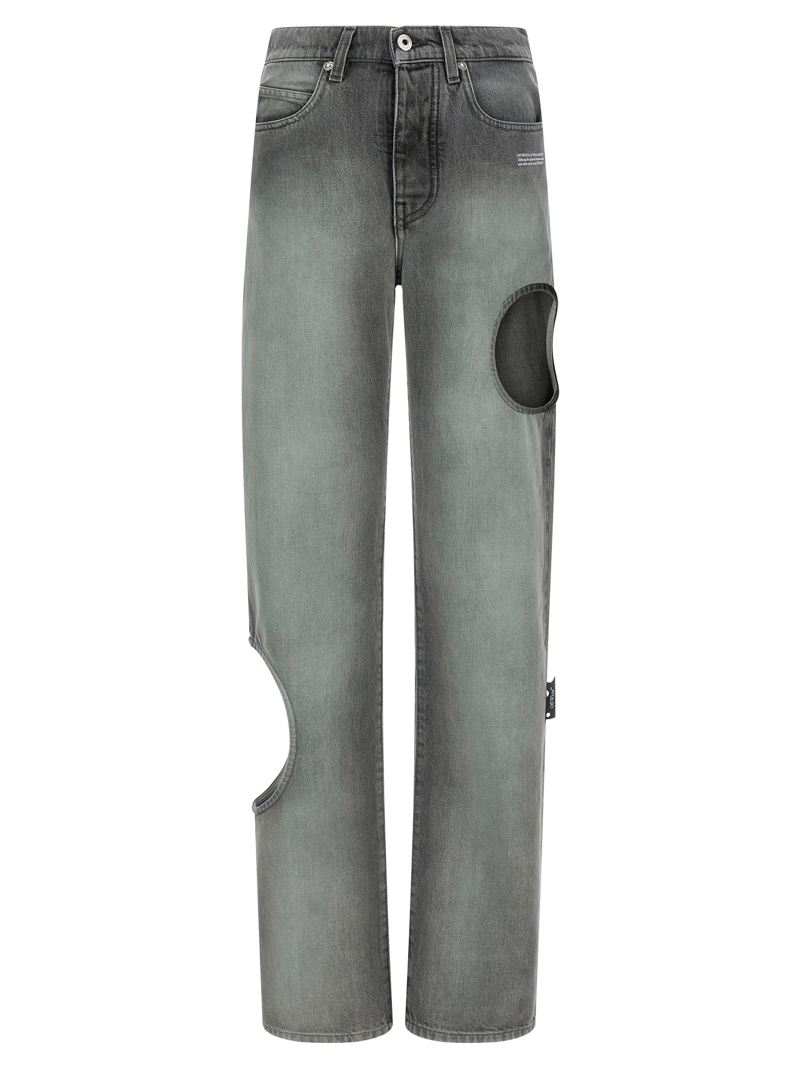 Off-White Gray Cotton Straight-Leg Women's Jeans